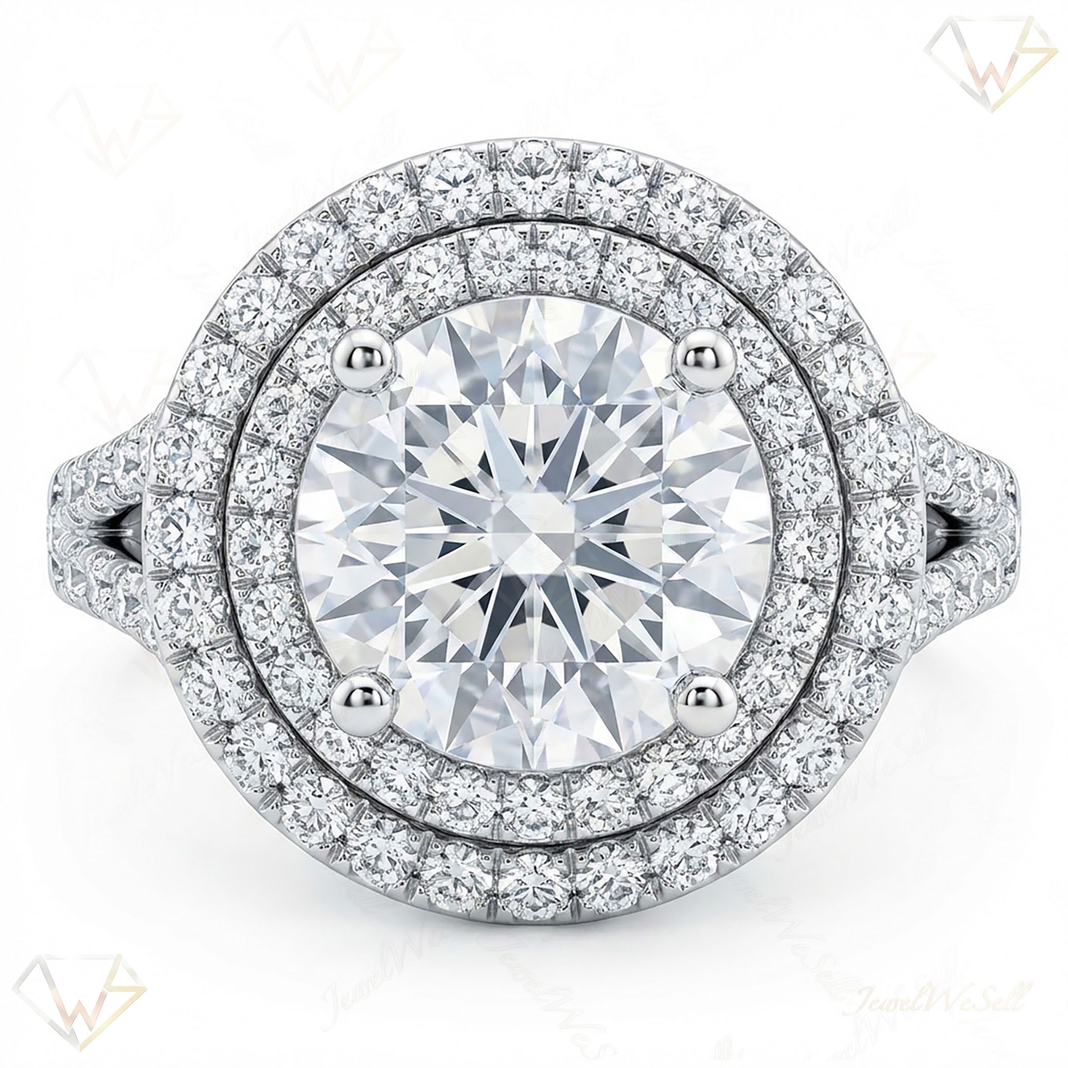 2.50 ct EF VS Moissanite Halo Engagement Ring in 925 Sterling SIlver _ Sz0700 15973