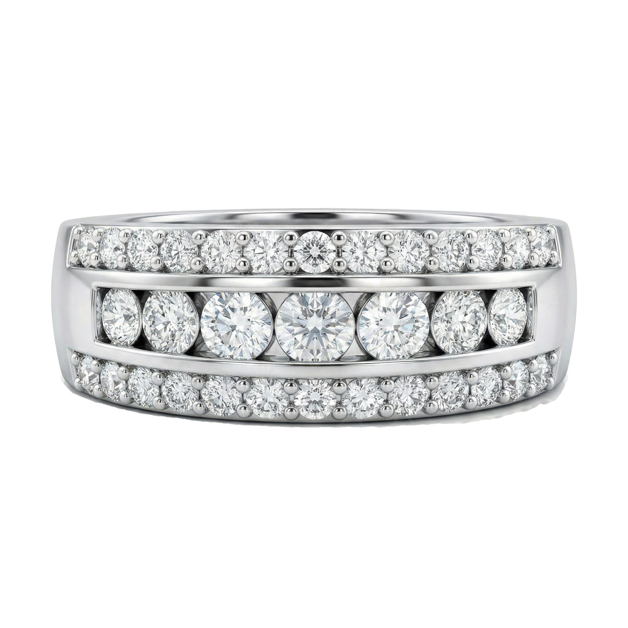 1.10 ct EF VS Lab Grown Diamond Multi Row Wedding Band in 10k White Gold _ Sz0550 16049