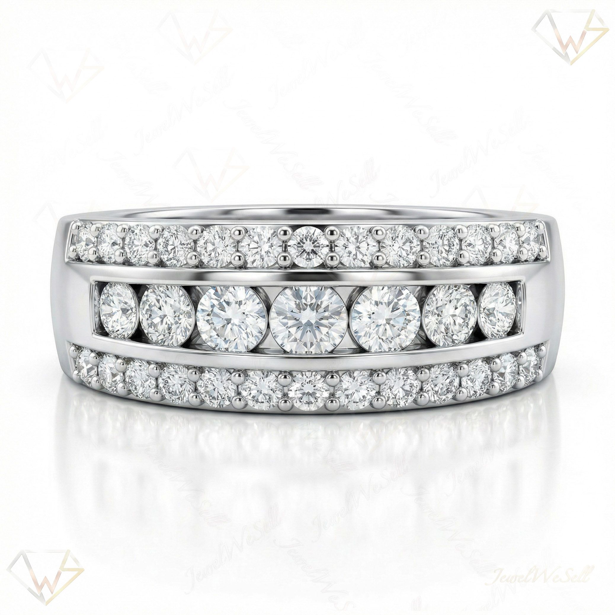 1.10 ct EF VS Lab Grown Diamond Multi Row Wedding Band in 10k White Gold _ Sz0450 16049