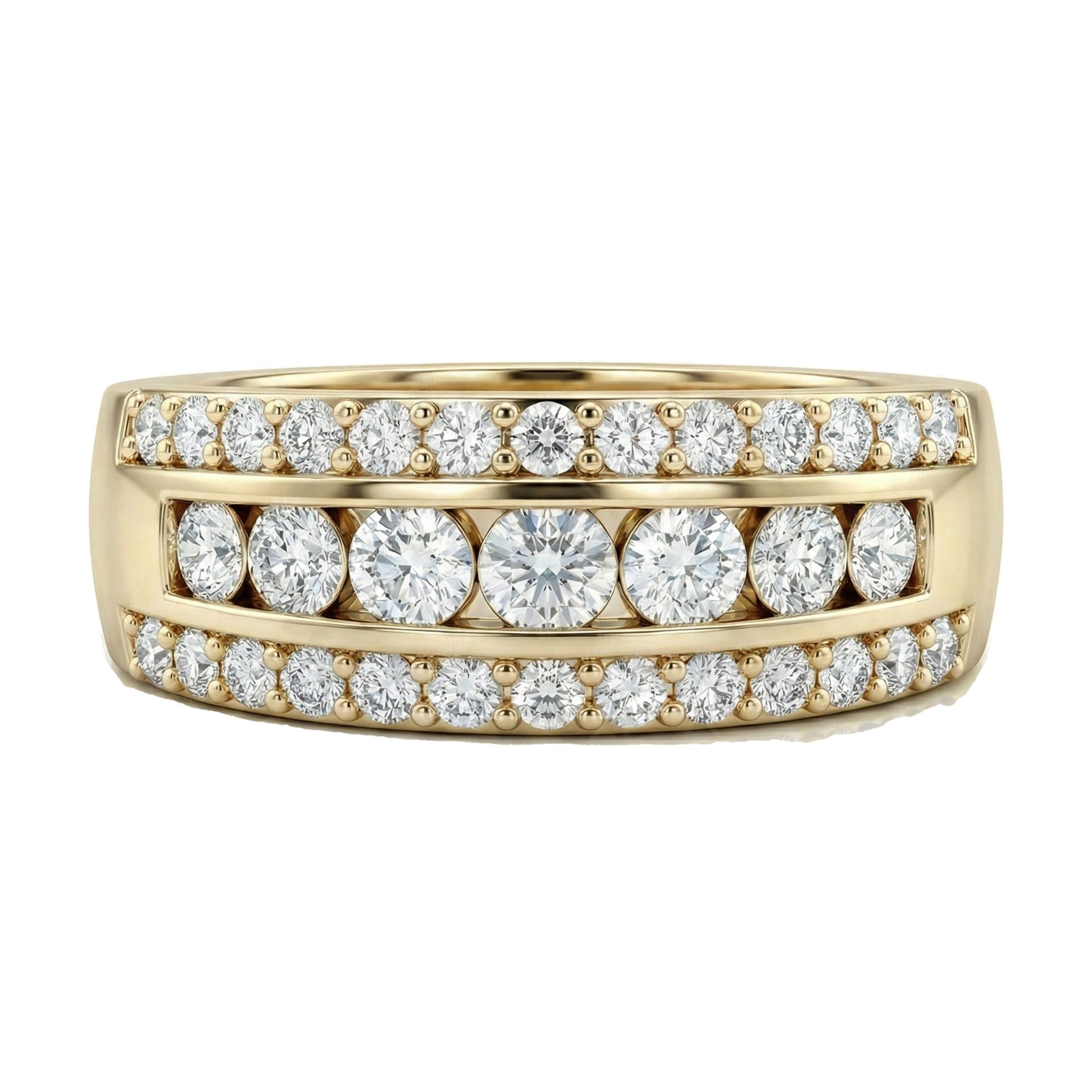1.10 ct EF VS Lab Grown Diamond Multi Row Wedding Band in 10k Yellow Gold _ Sz0625 16049