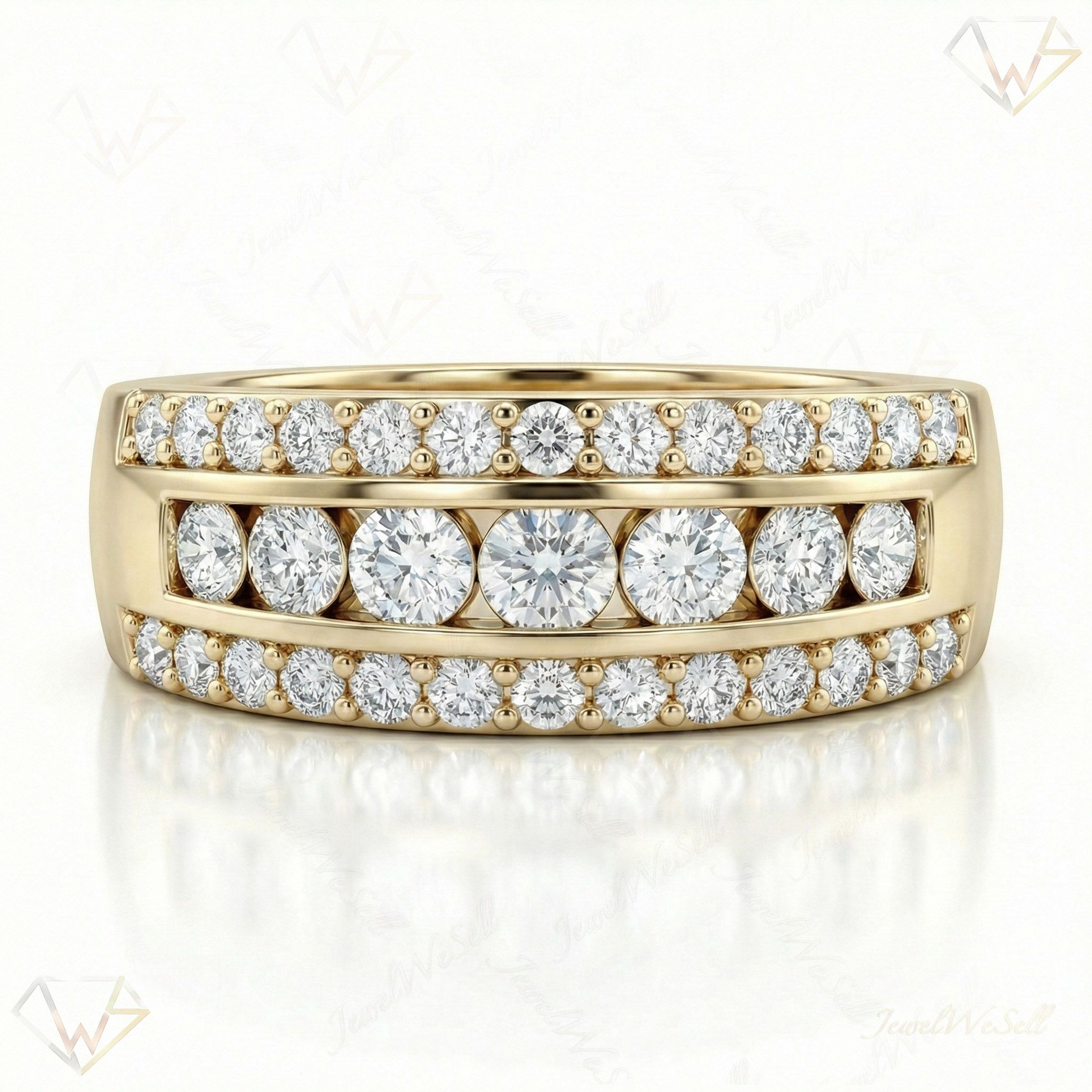 1.10 ct EF VS Lab Grown Diamond Multi Row Wedding Band in 10k Yellow Gold _ Sz0575 16049