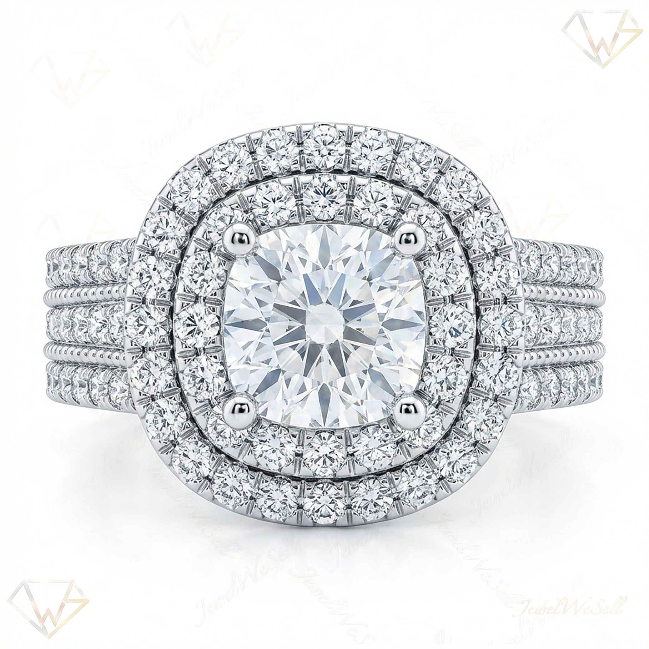 2.50 ct EF VS Lab Grown Diamond Halo Engagement Ring in 10k White Gold _ Sz0525 16128
