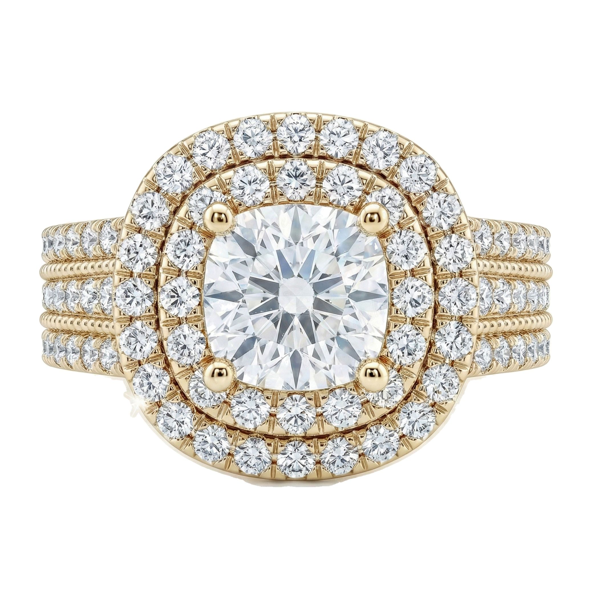 2.50 ct EF VS Lab Grown Diamond Halo Engagement Ring in 10k Yellow Gold _ Sz0400 16128