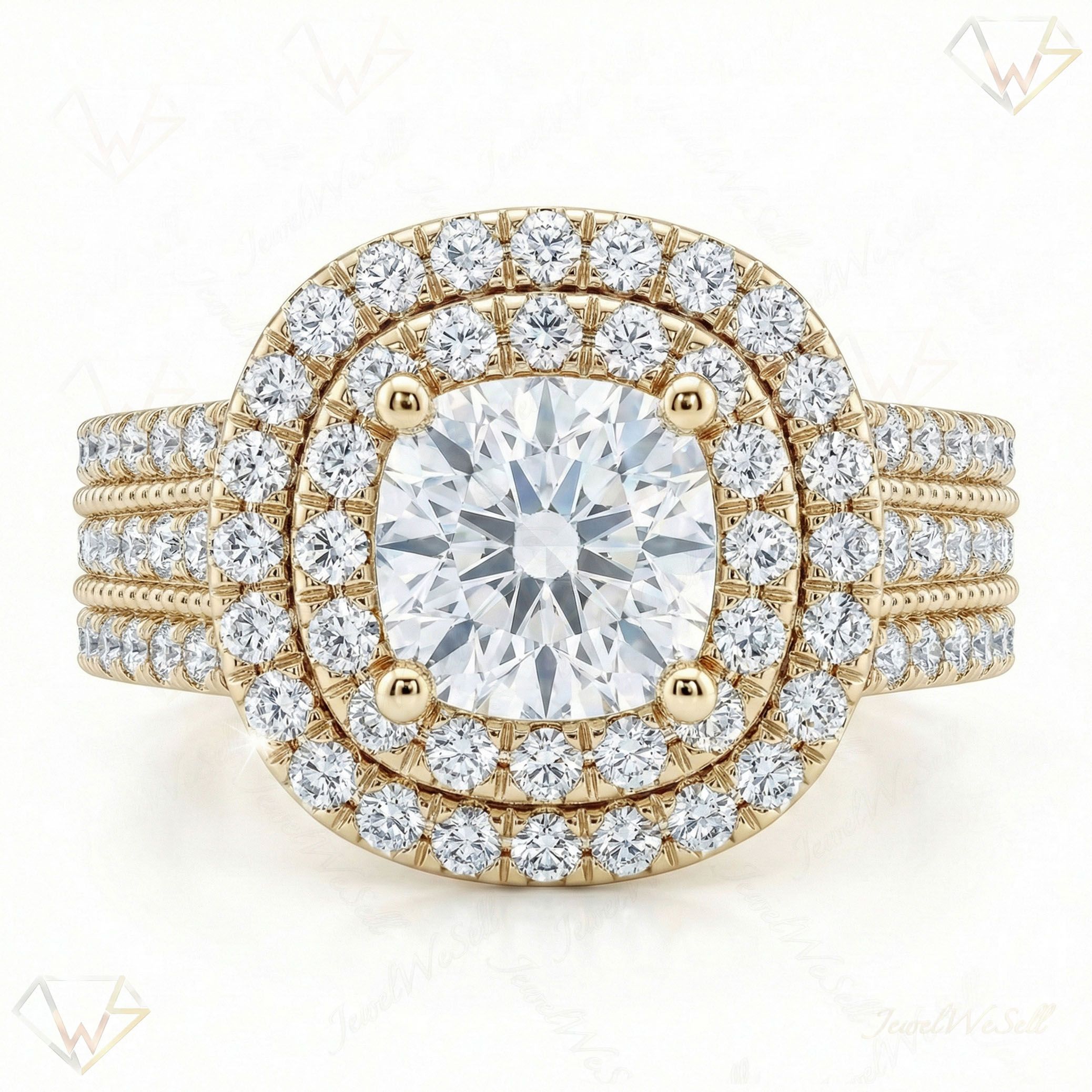 2.50 ct EF VS Lab Grown Diamond Halo Engagement Ring in 14k Yellow Gold _ Sz0425 16128