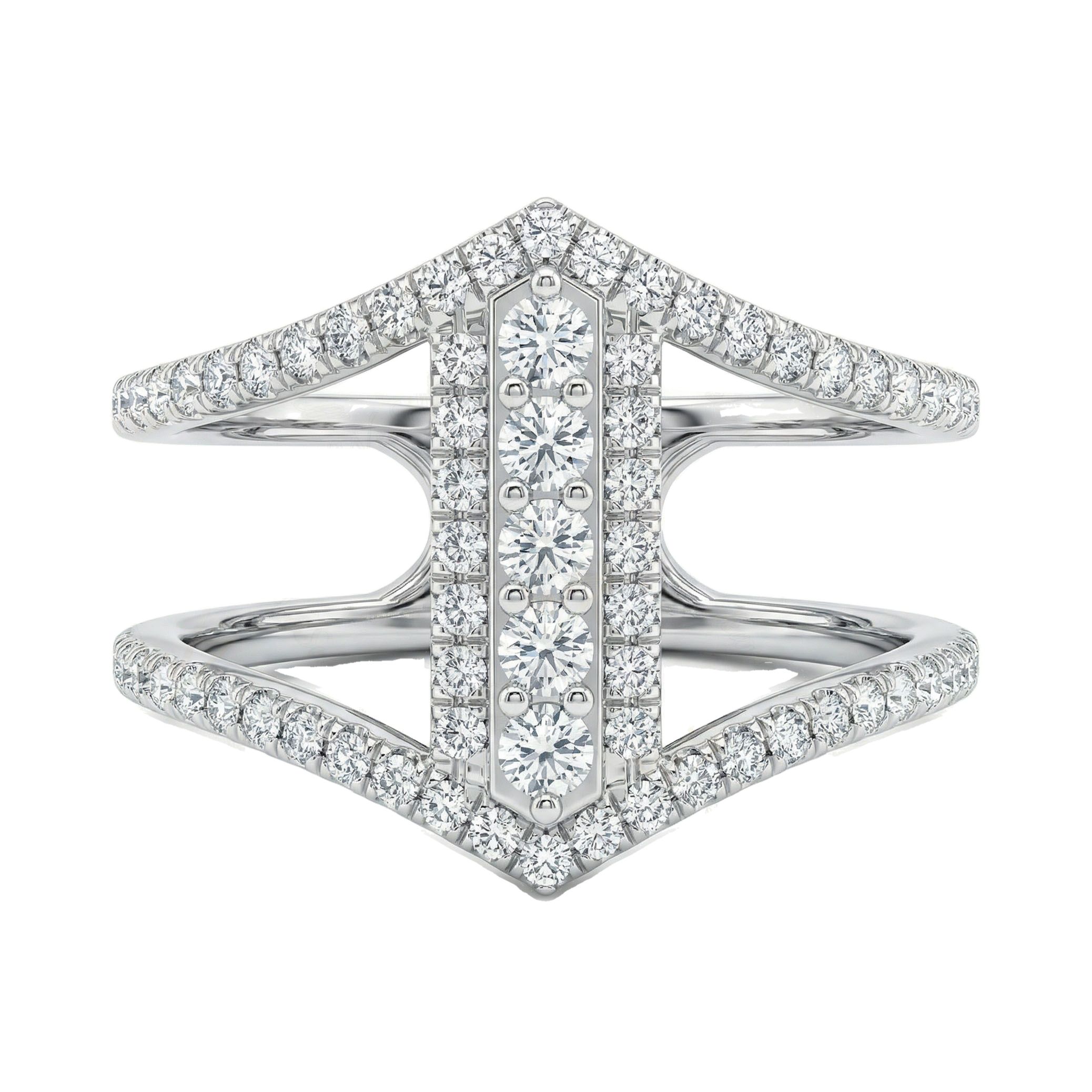 0.66 ct EF VS Lab Grown Diamond Fancy Ring in 10k White Gold _ Sz0400 16165