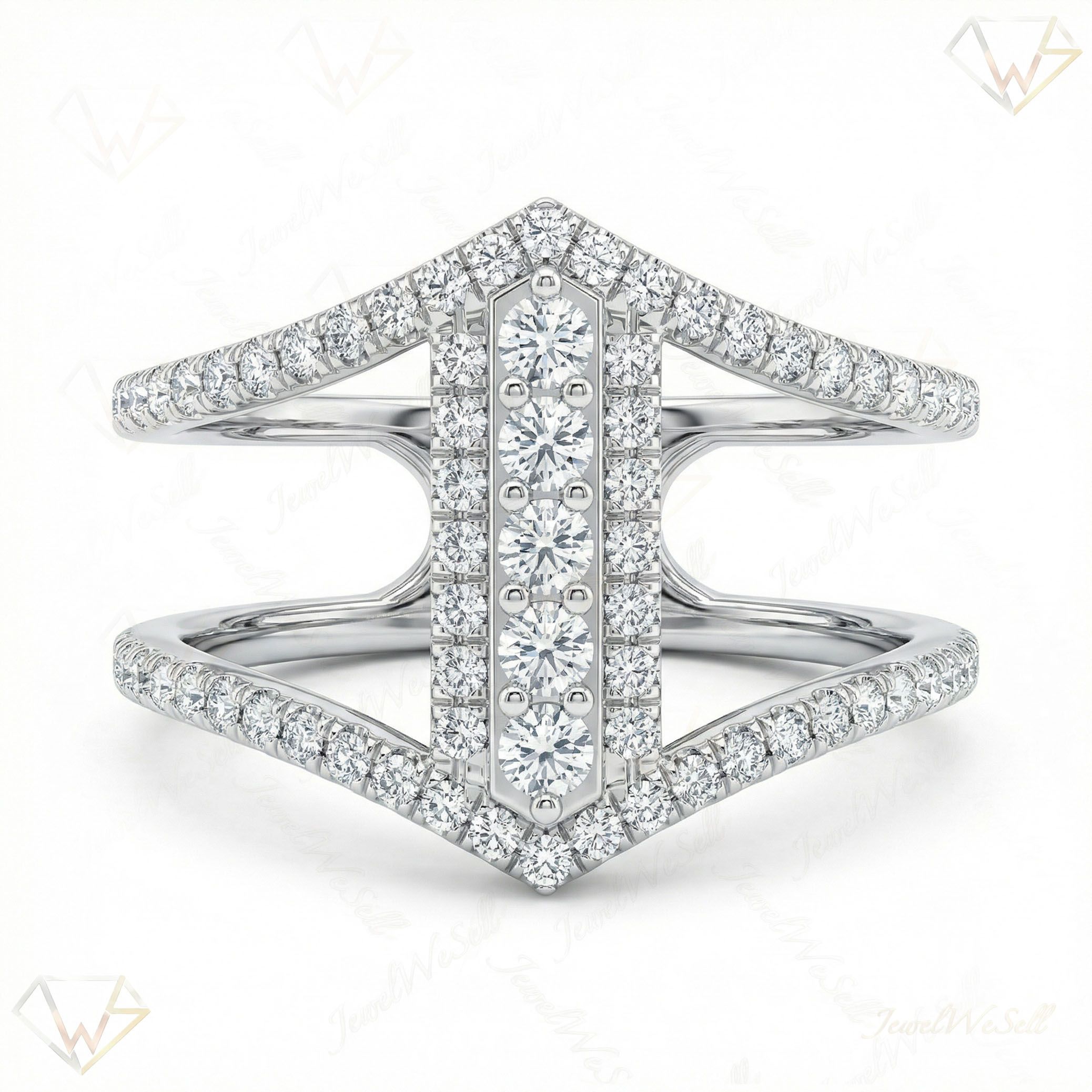 0.66 ct EF VS Lab Grown Diamond Fancy Ring in 10k White Gold _ Sz0450 16165