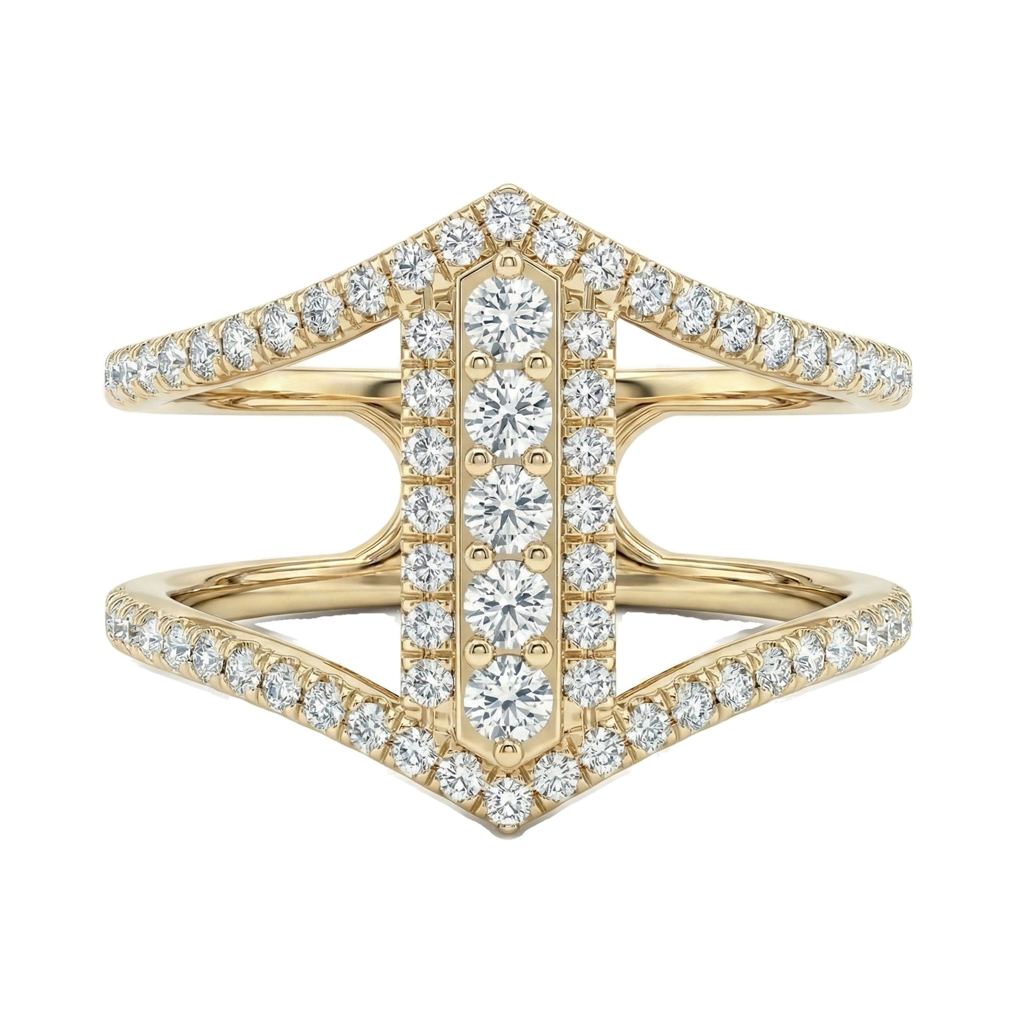 0.66 ct EF VS Lab Grown Diamond Fancy Ring in 10k Yellow Gold _ Sz0400 16165