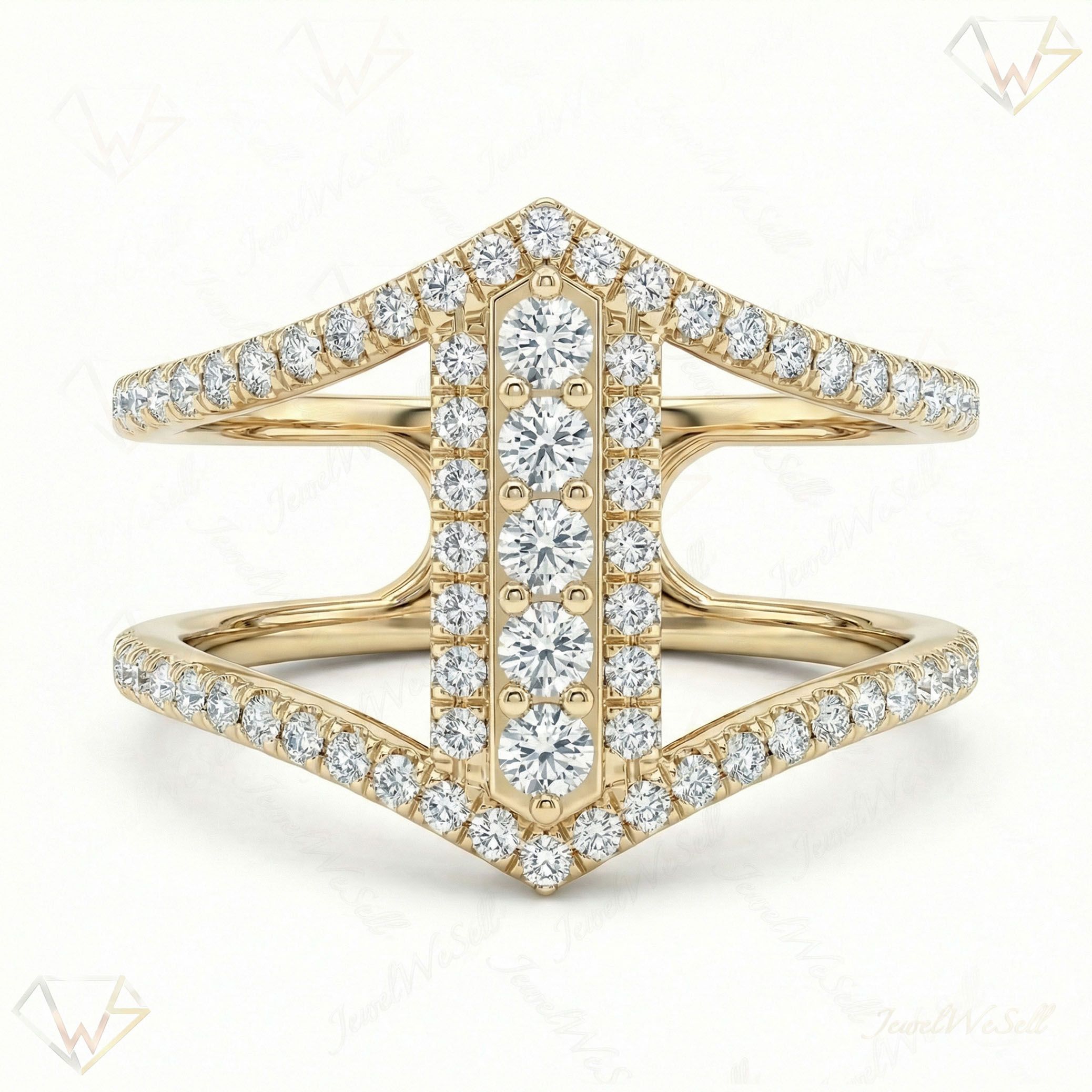 0.66 ct EF VS Lab Grown Diamond Fancy Ring in 10k Yellow Gold _ Sz0550 16165