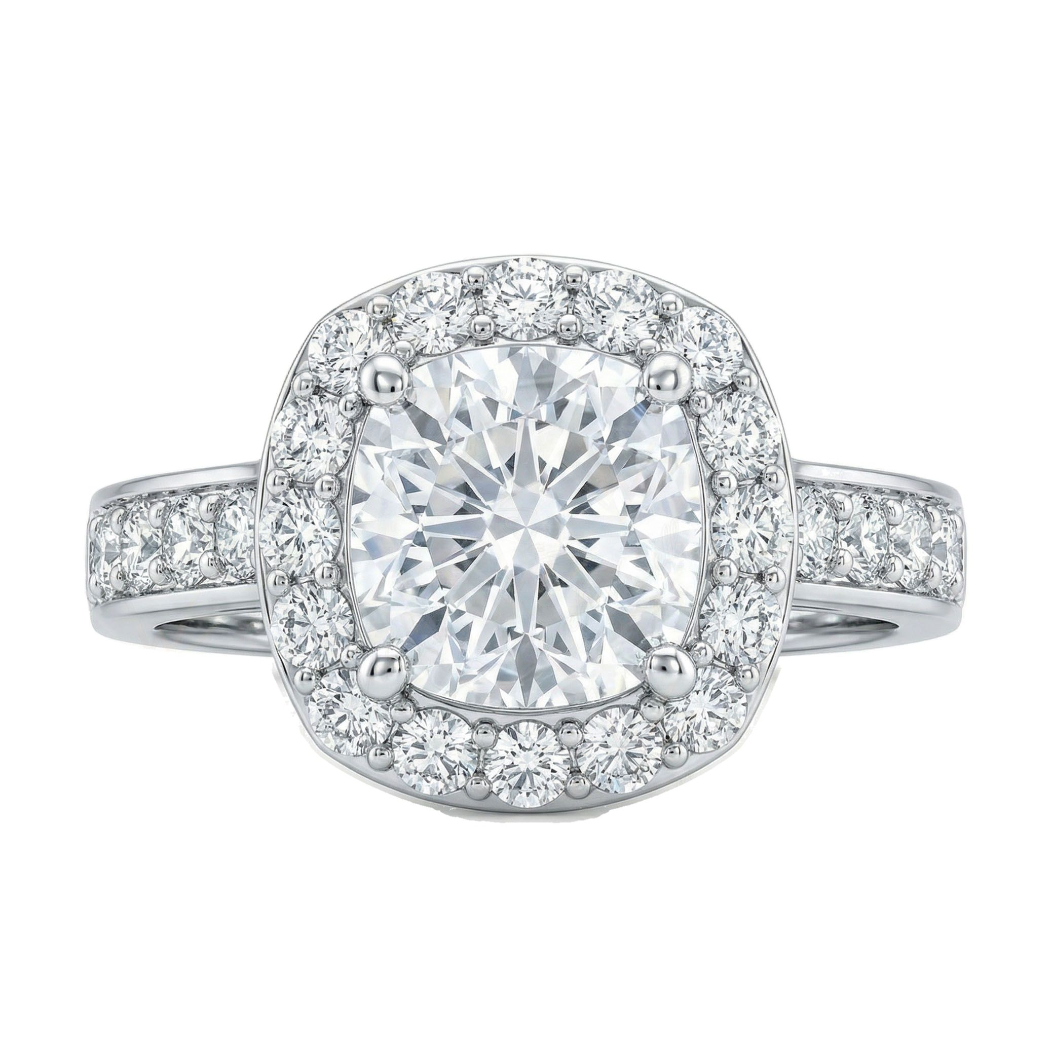 3.66 ct EF VS Moissanite Halo Engagement Ring in 925 Sterling SIlver _ Sz0900 16306