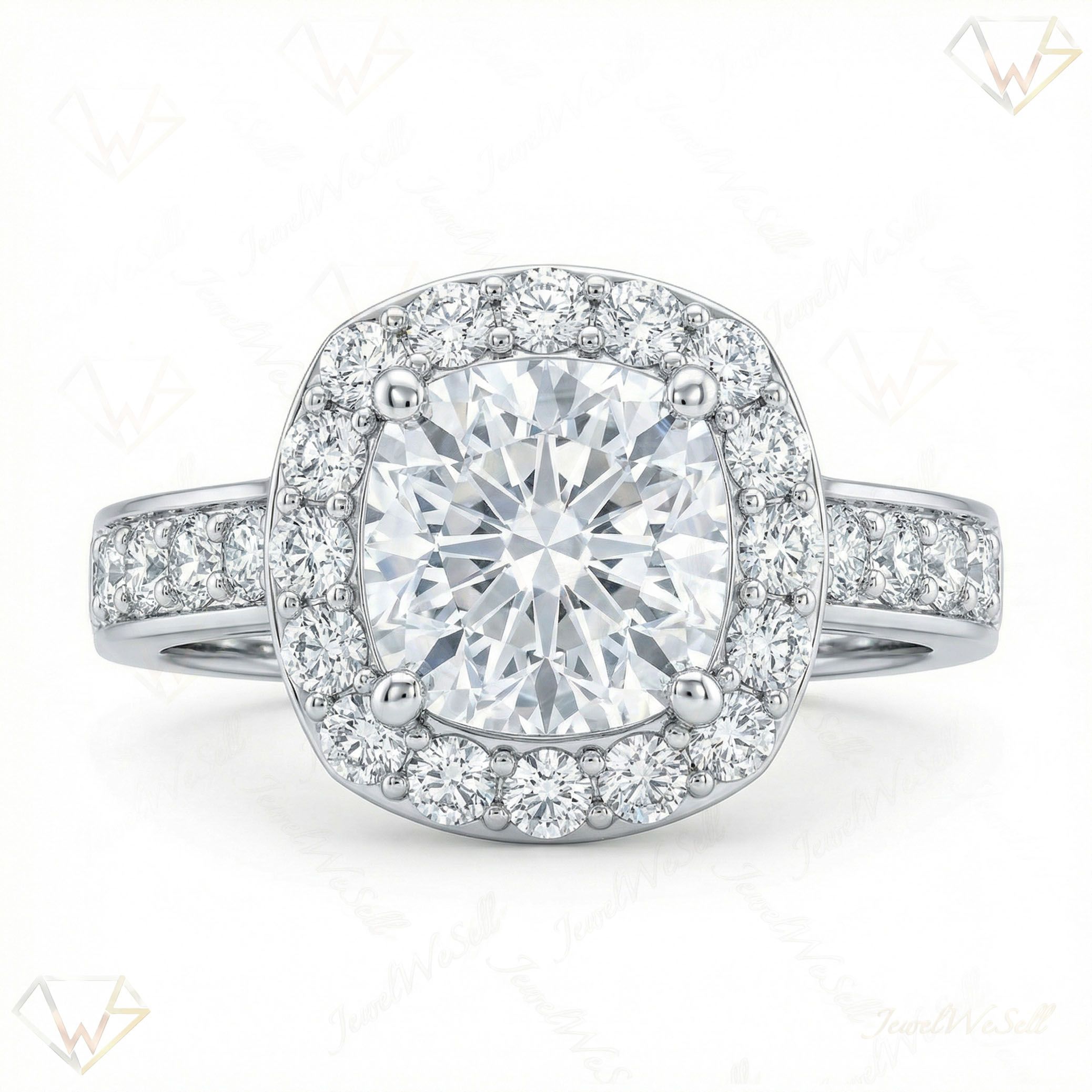 3.66 ct EF VS Lab Grown Diamond Halo Engagement Ring in 10k White Gold _ Sz0425 16306
