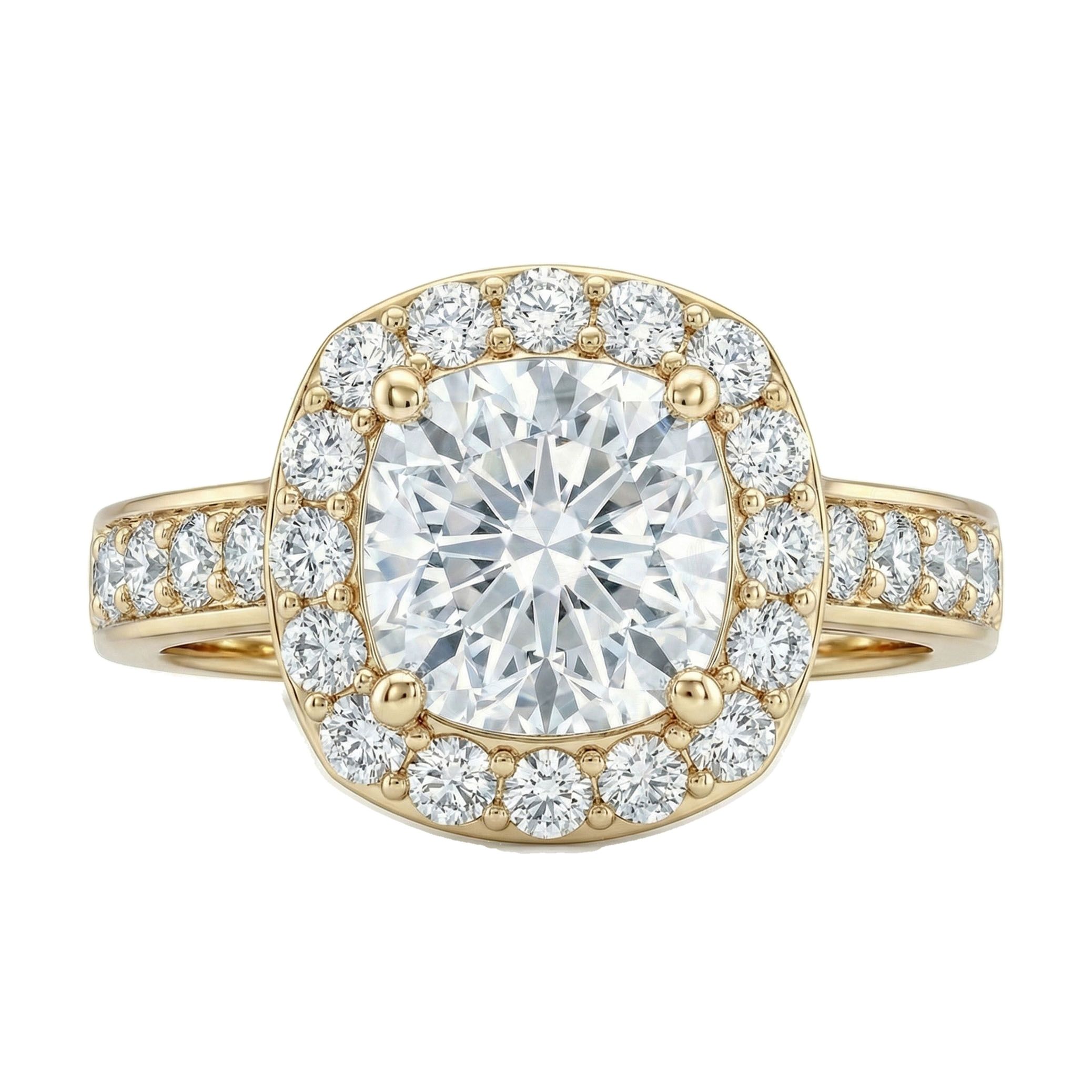 3.66 ct EF VS Lab Grown Diamond Halo Engagement Ring in 10k Yellow Gold _ Sz0600 16306