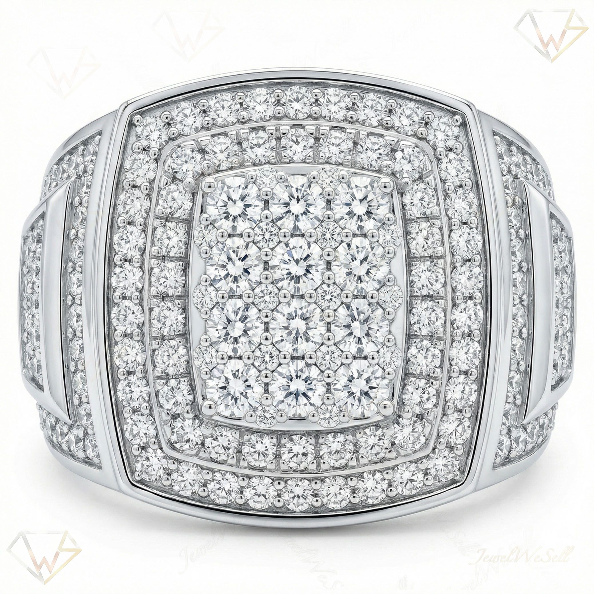 4.00 ct EF VS Lab Grown Diamond Mens Statement Ring in 10k White Gold _ Sz0925 16373