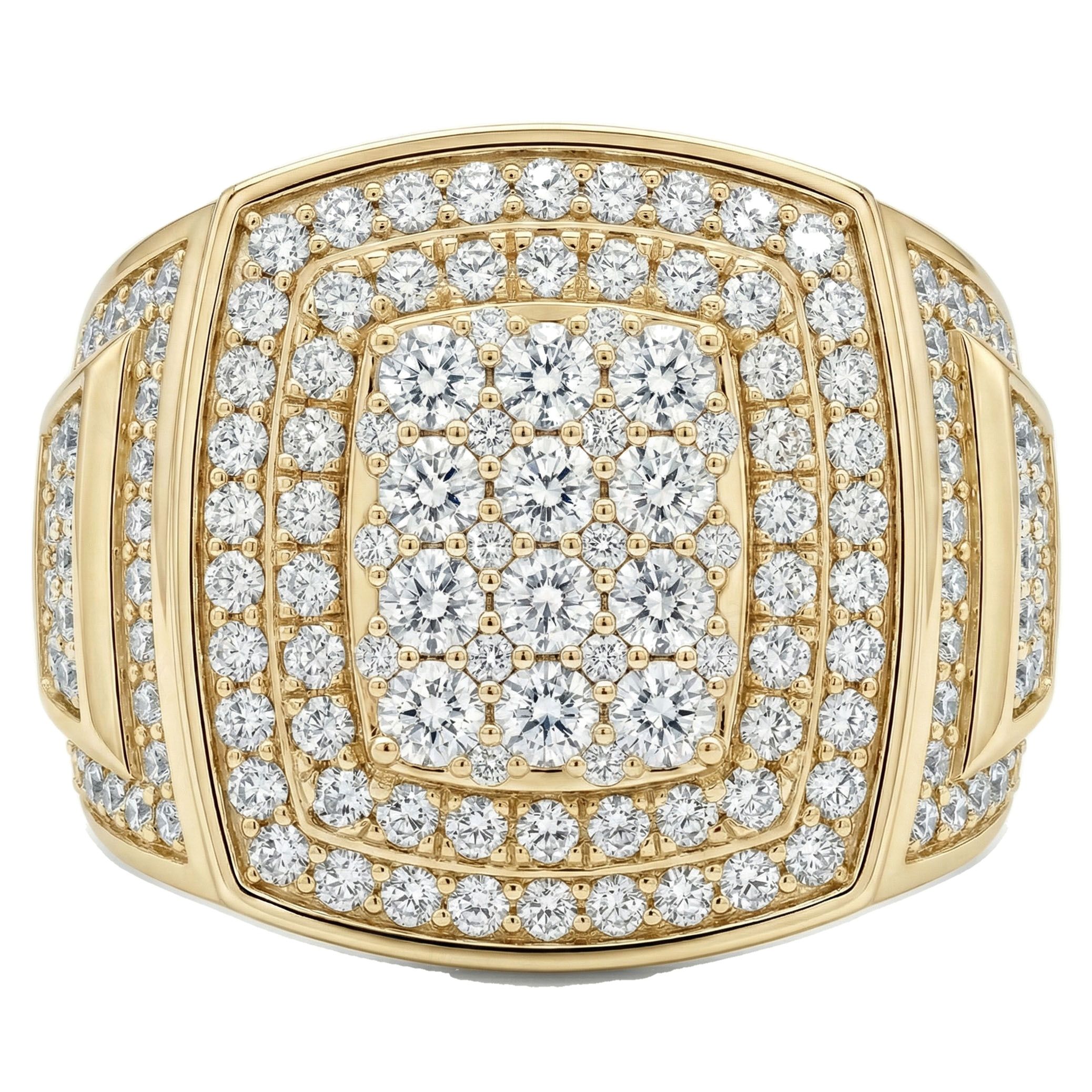 4.00 ct EF VS Lab Grown Diamond Mens Statement Ring in 10k Yellow Gold _ Sz1275 16373