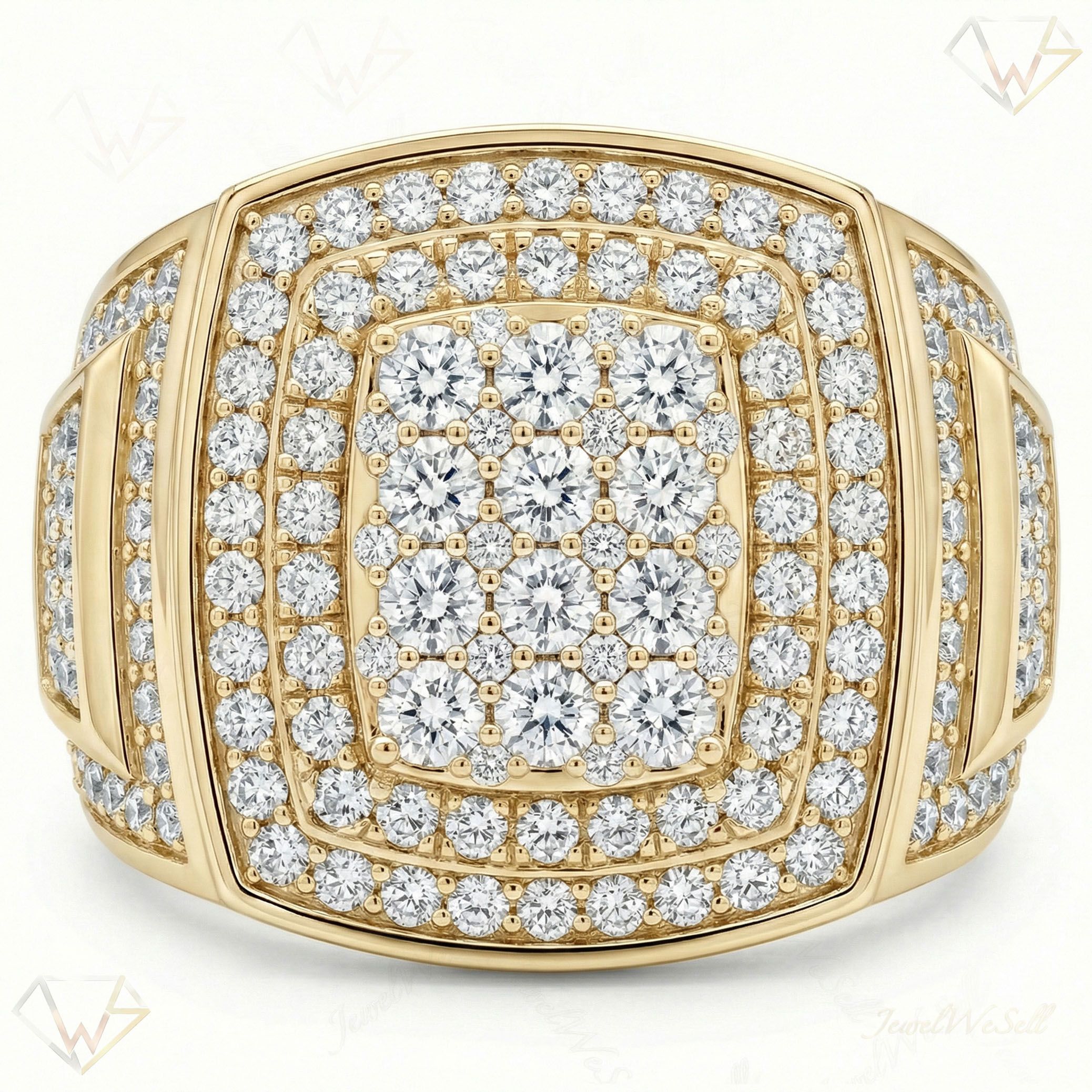 4.00 ct EF VS Lab Grown Diamond Mens Statement Ring in 14k Yellow Gold _ Sz0875 16373