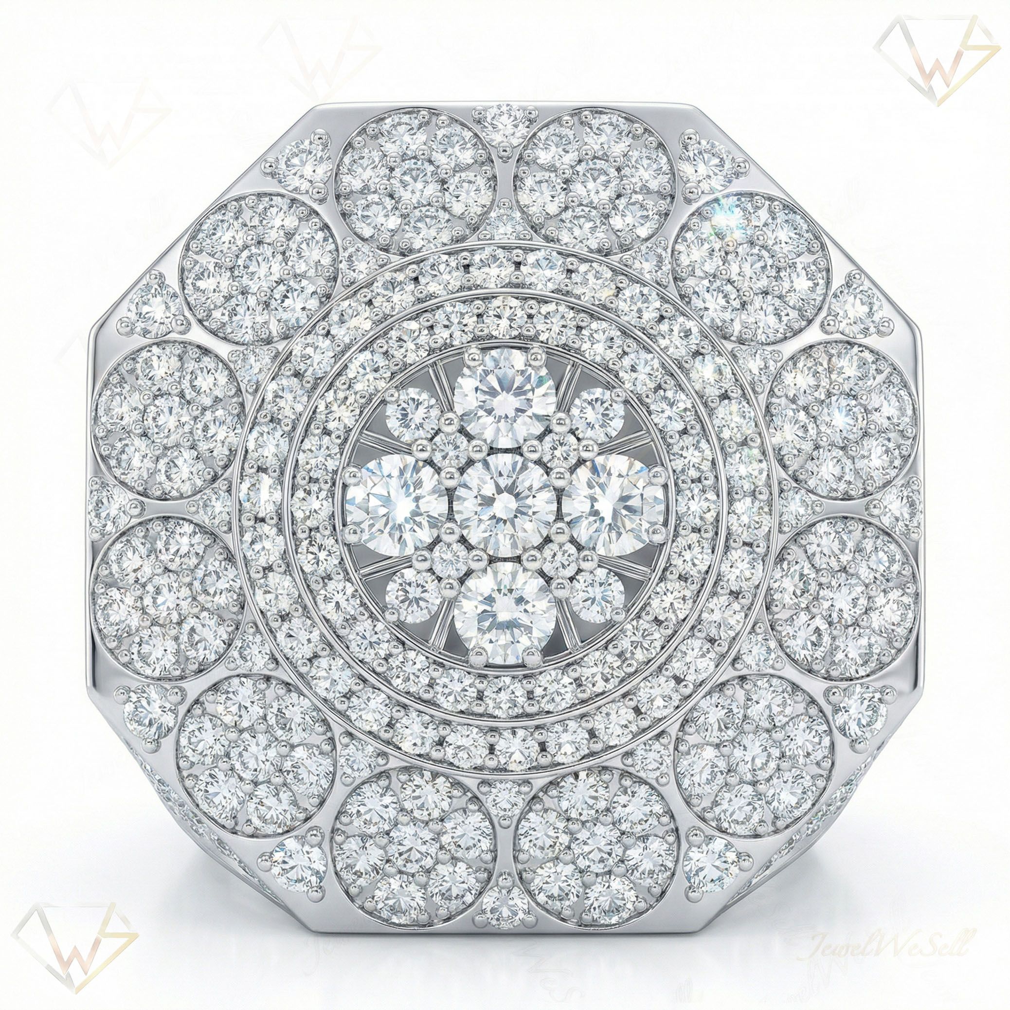 5.25 ct EF VS Moissanite Mens Statement Ring in 925 Sterling SIlver _ Sz0825 16375
