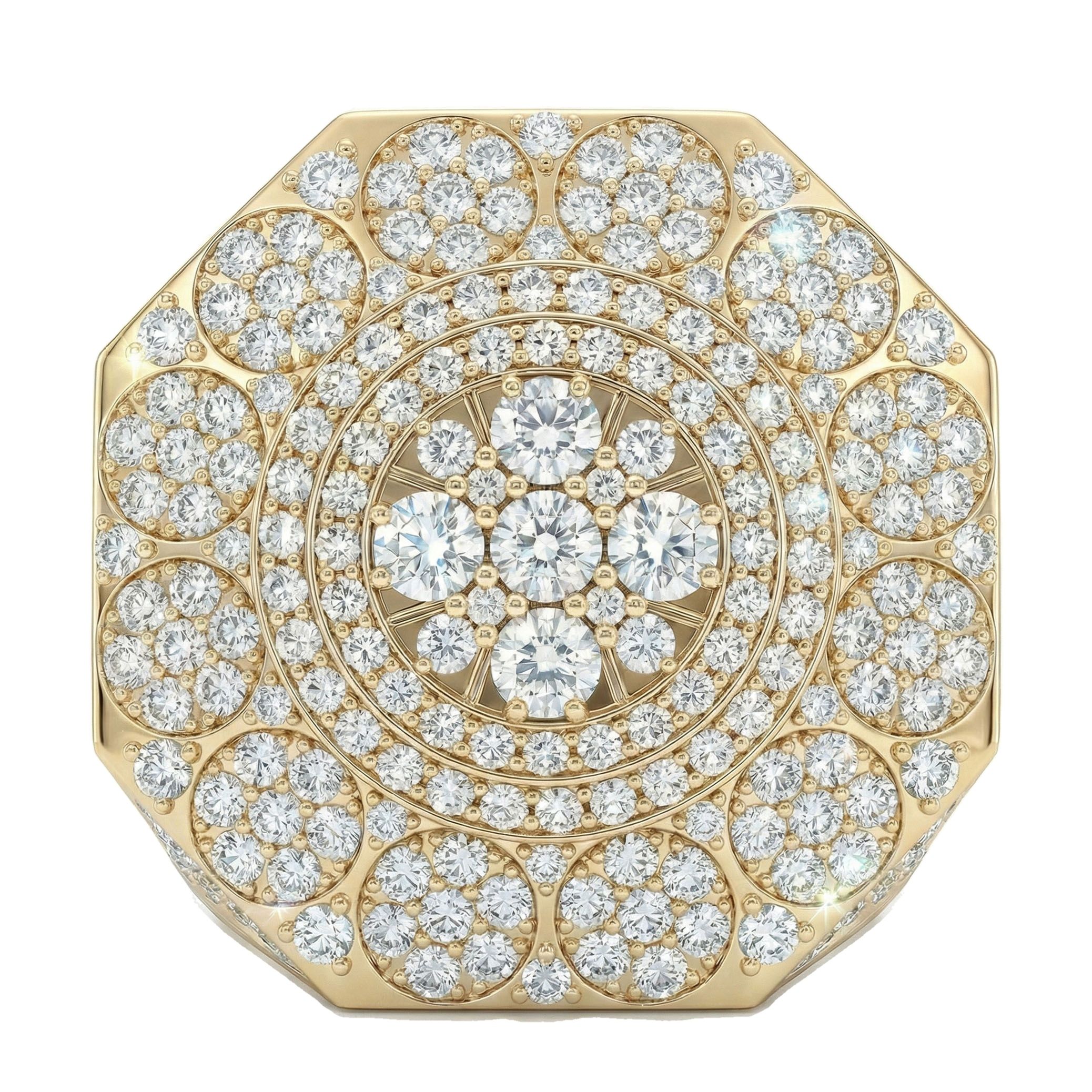 5.25 ct EF VS Lab Grown Diamond Mens Statement Ring in 14k Yellow Gold _ Sz0925 16375