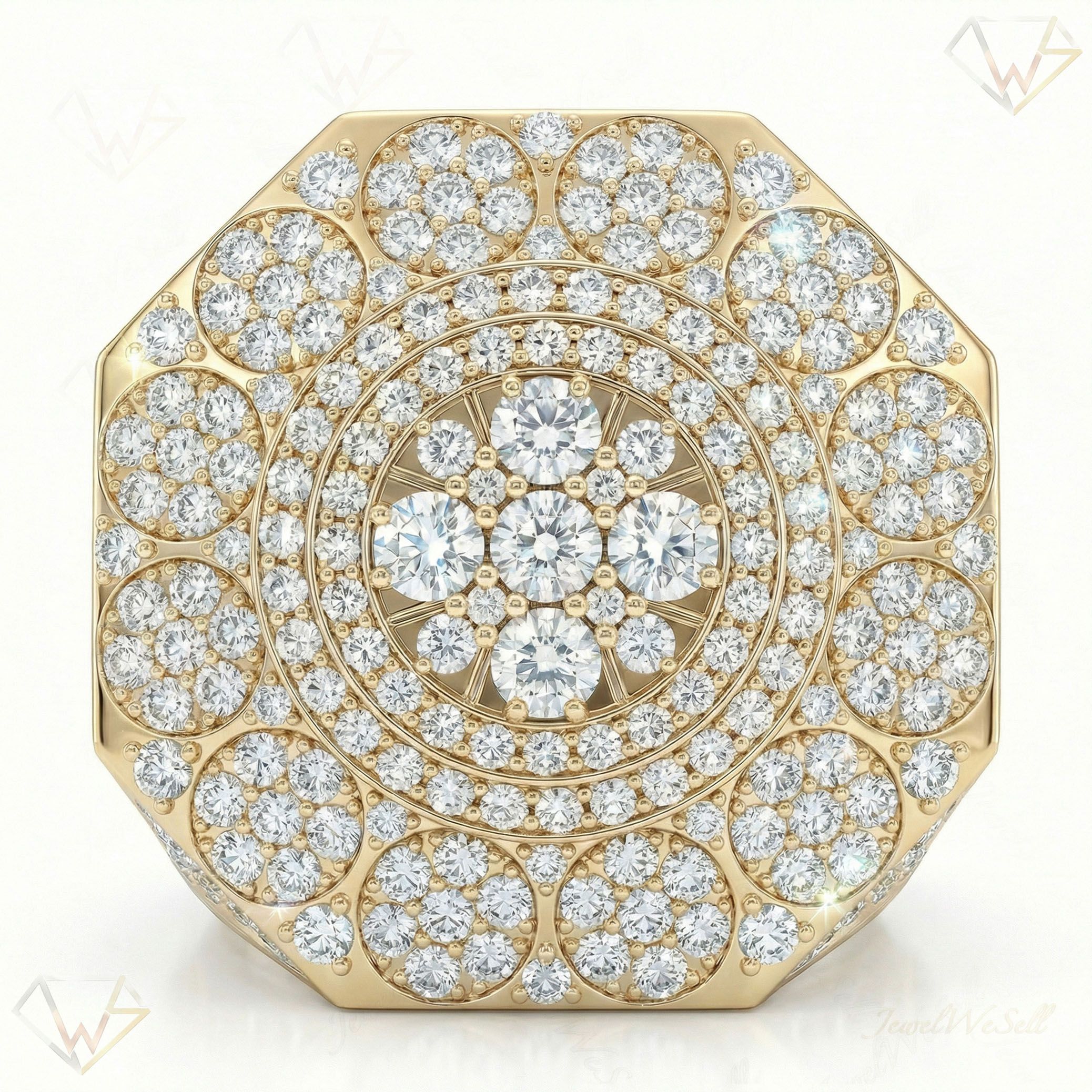 5.25 ct EF VS Lab Grown Diamond Mens Statement Ring in 14k Yellow Gold _ Sz1175 16375