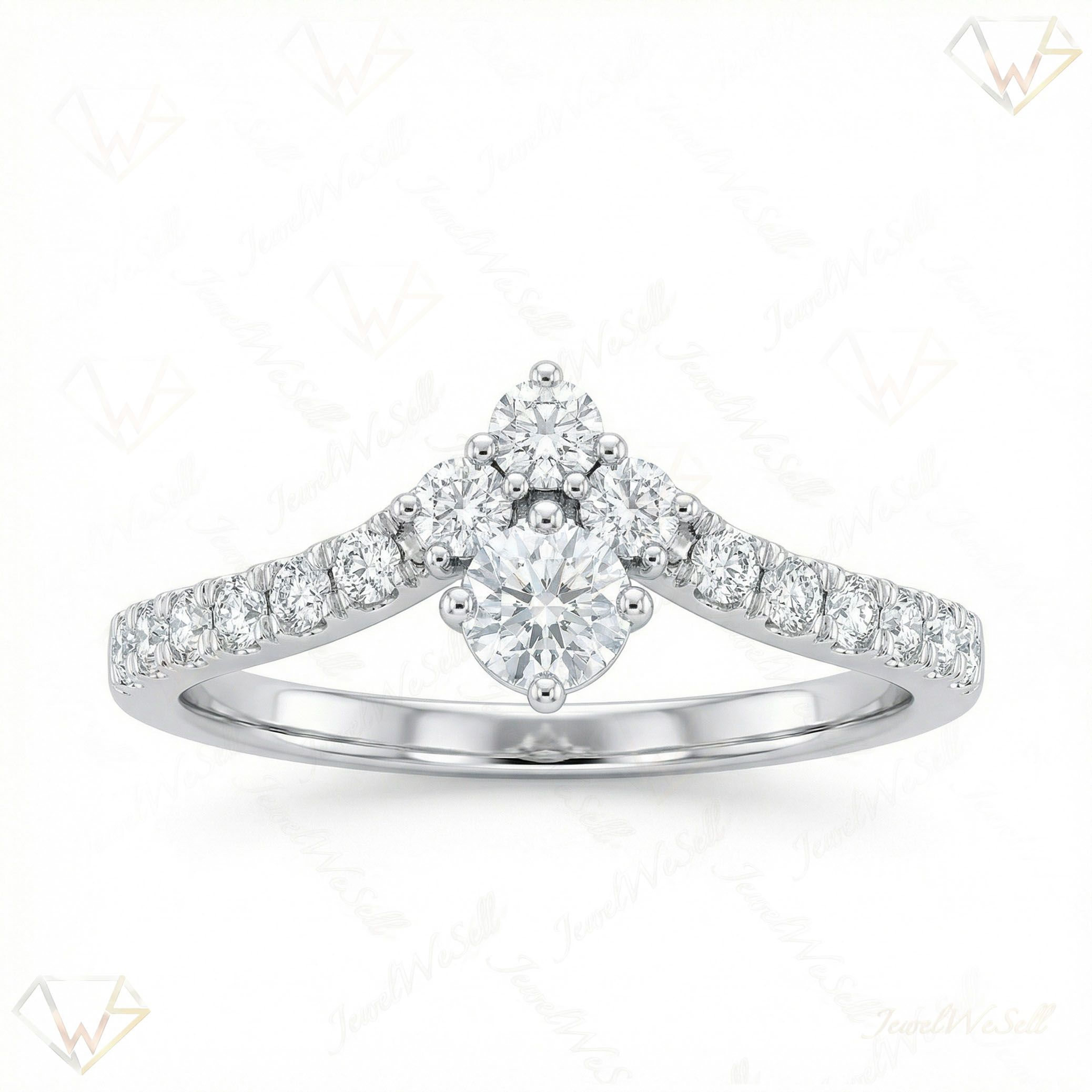 0.75 ct EF VS Lab Grown Diamond Fancy Ring in 14k White Gold _ Sz0675 16473
