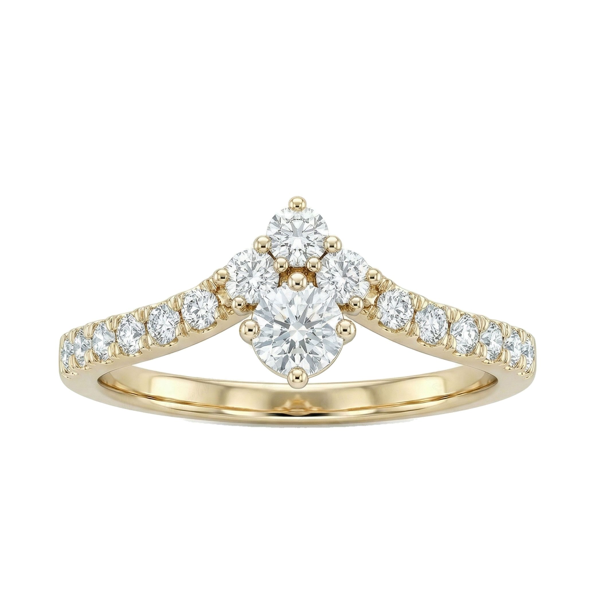 0.75 ct EF VS Lab Grown Diamond Fancy Ring in 10k Yellow Gold _ Sz0750 16473