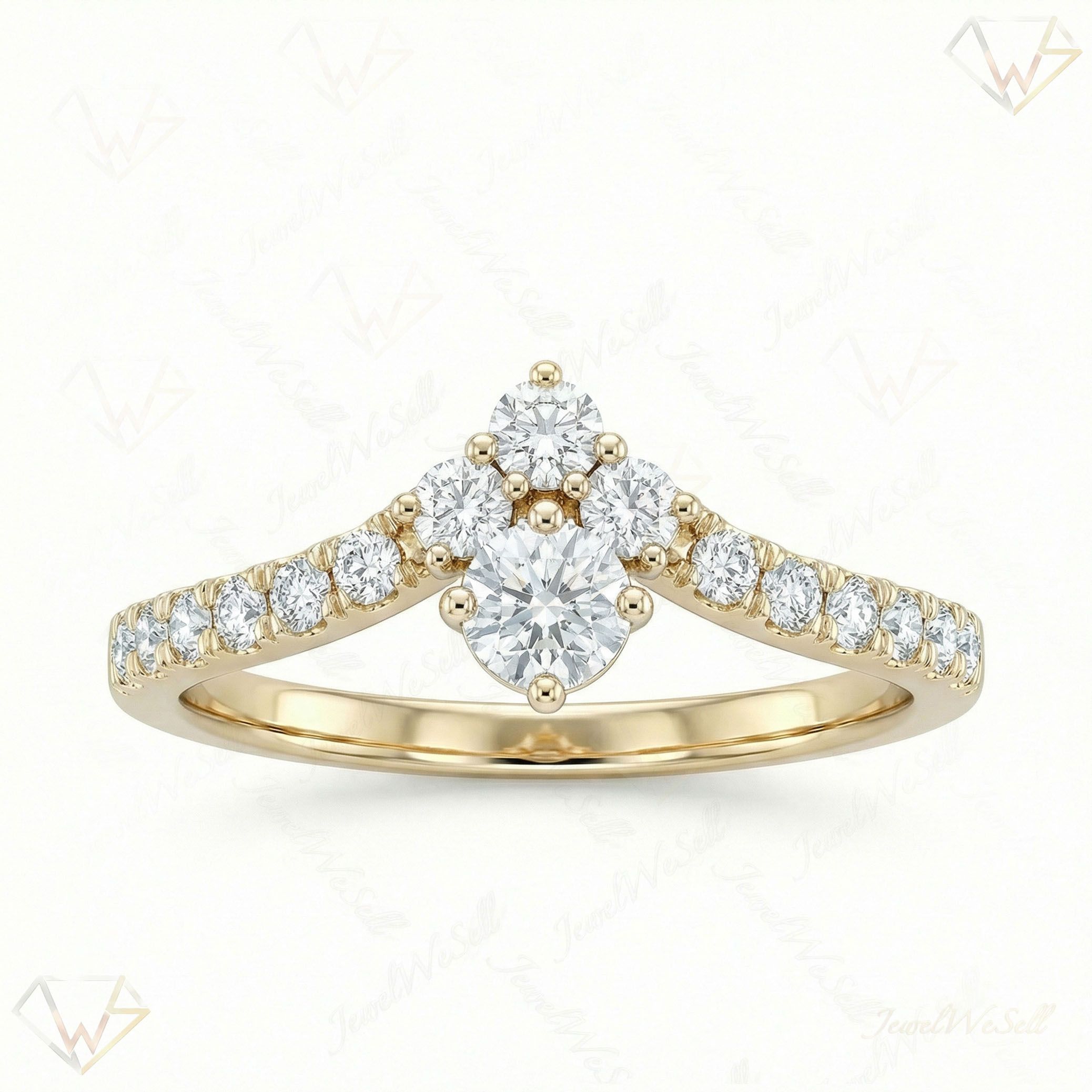 0.75 ct EF VS Lab Grown Diamond Fancy Ring in 14k Yellow Gold _ Sz0550 16473