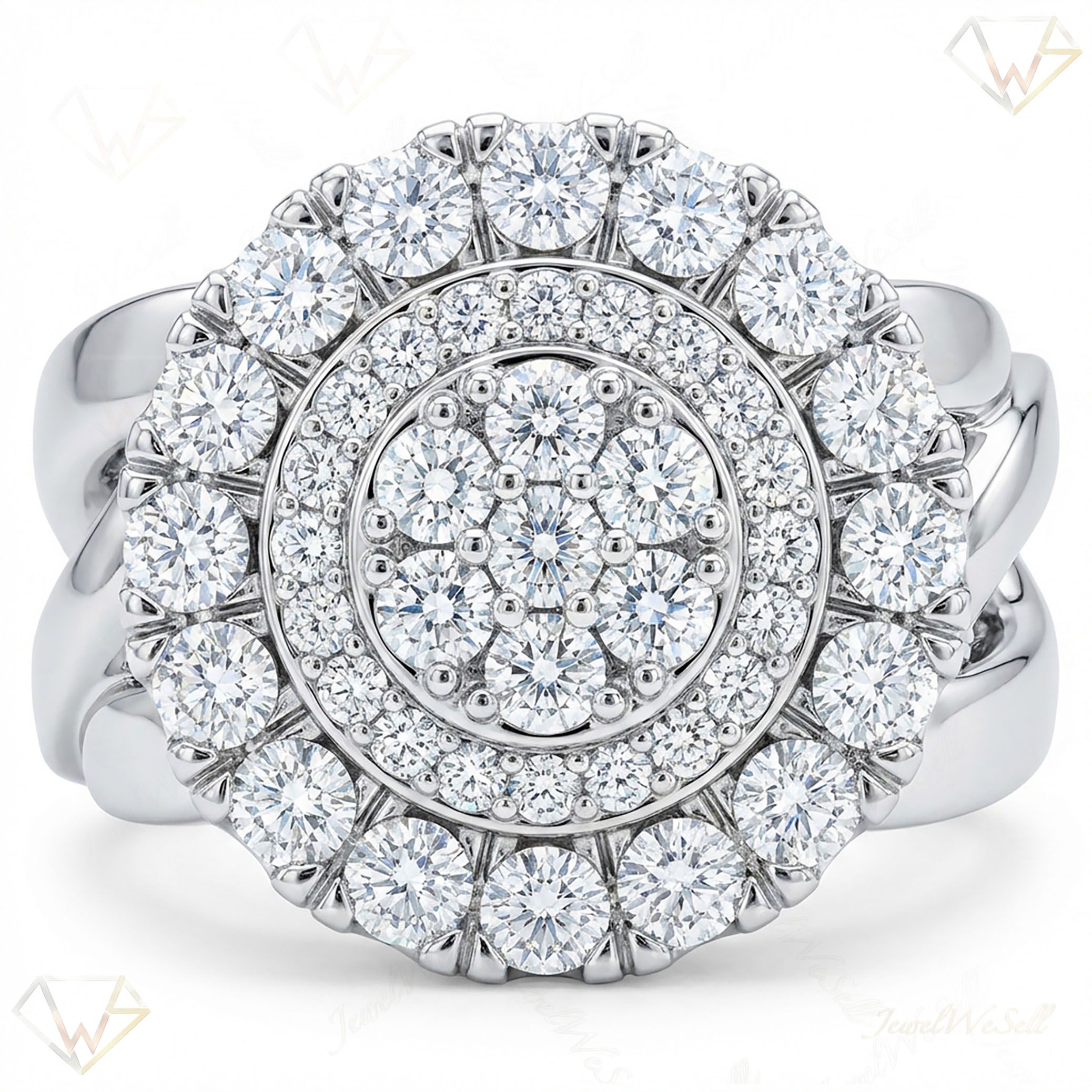 3.80 ct EF VS Lab Grown Diamond Mens Statement Ring in 10k White Gold _ Sz0875 16705