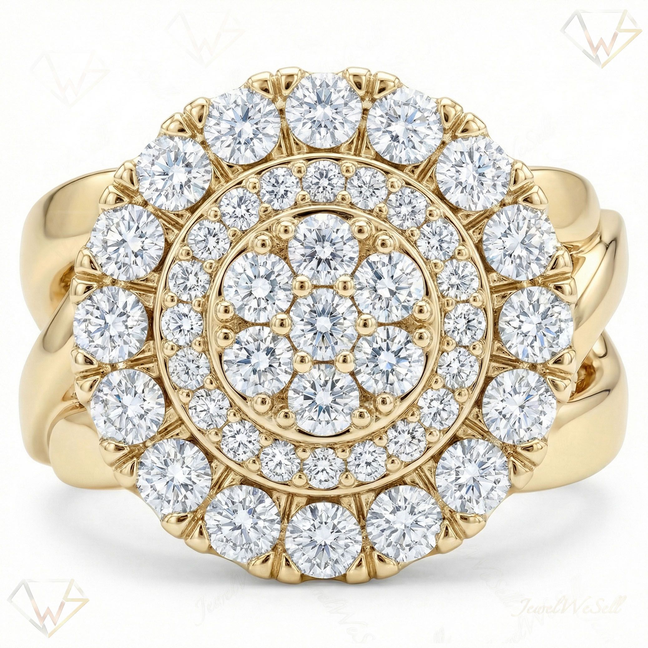3.80 ct EF VS Lab Grown Diamond Mens Statement Ring in 14k Yellow Gold _ Sz1200 16705
