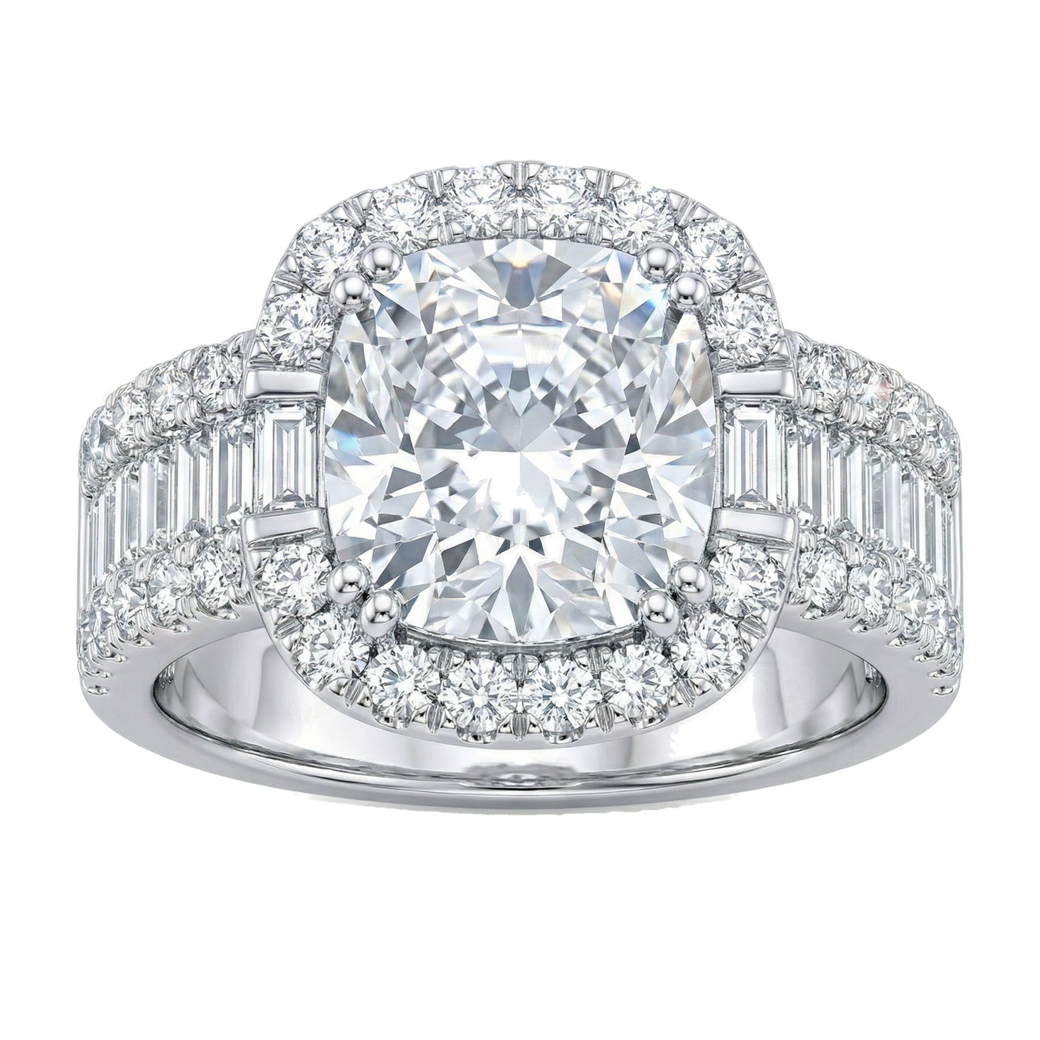 5.90 ct EF VS Lab Grown Diamond Halo Engagement Ring in 14k White Gold _ Sz0875 16771