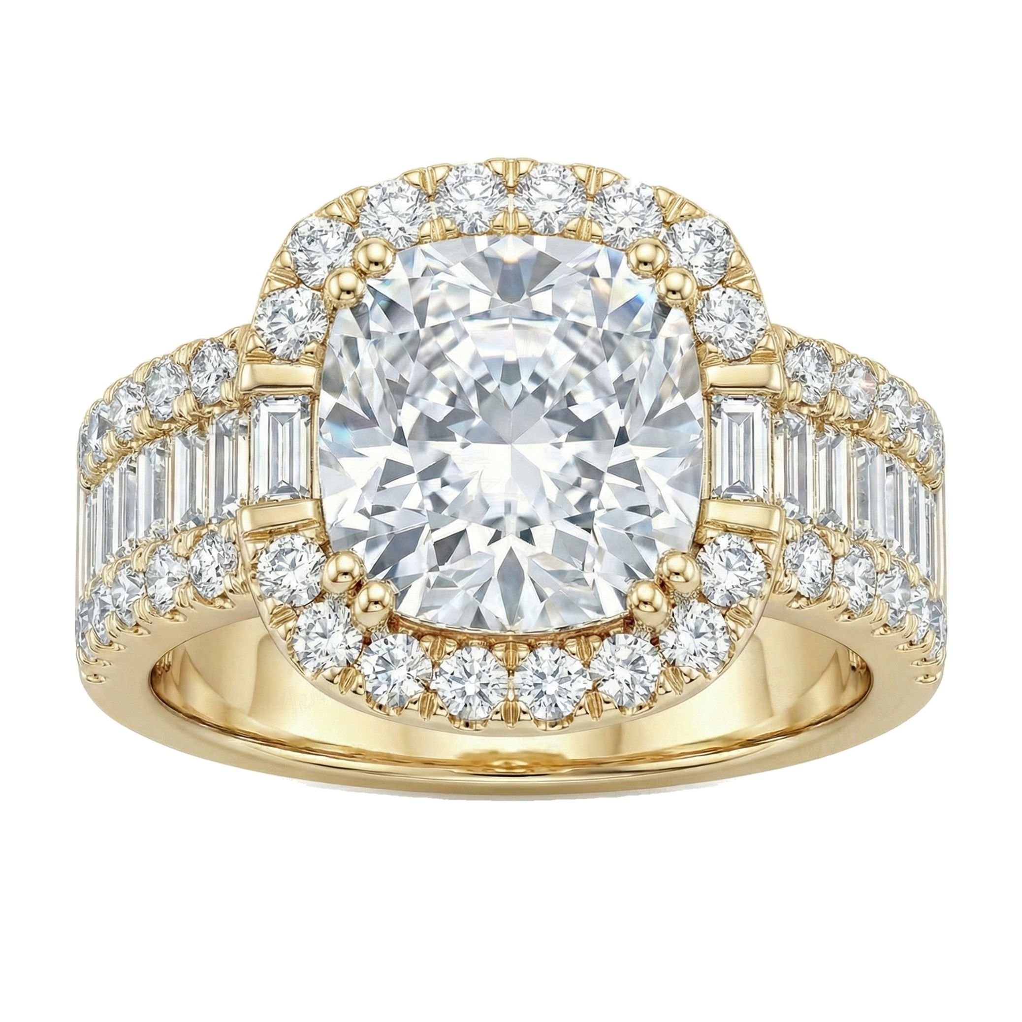 5.90 ct EF VS Lab Grown Diamond Halo Engagement Ring in 10k Yellow Gold _ Sz0400 16771