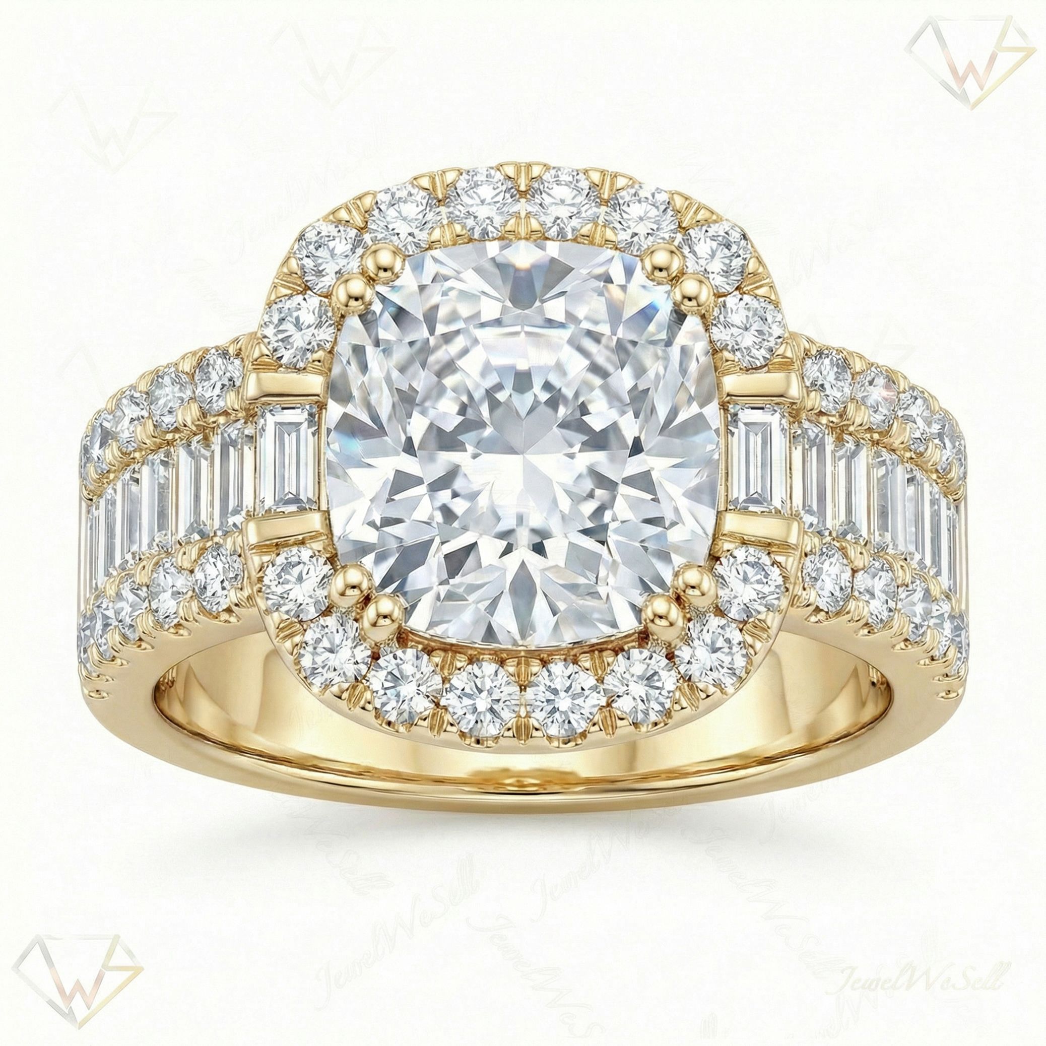 5.90 ct EF VS Lab Grown Diamond Halo Engagement Ring in 14k Yellow Gold _ Sz0550 16771