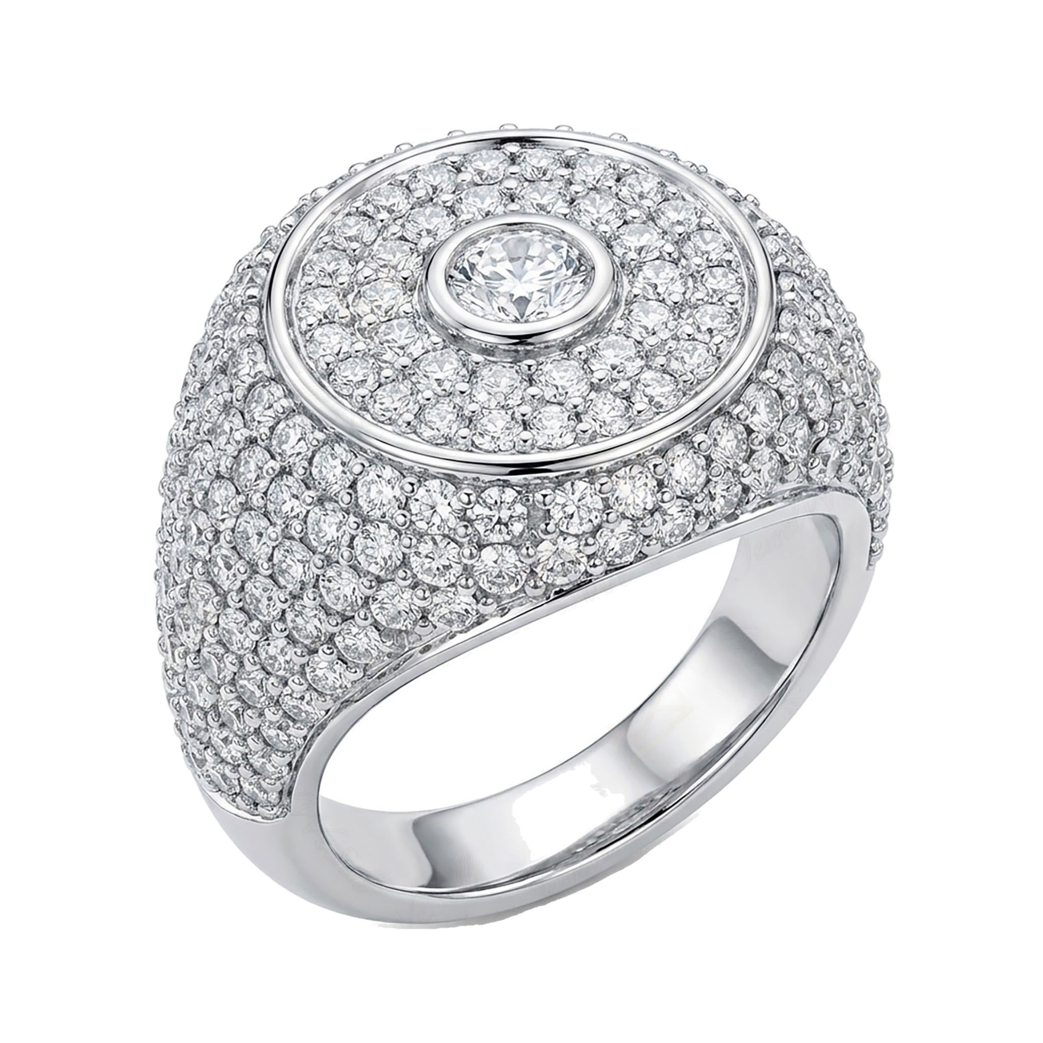 4.40 ct EF VS Lab Grown Diamond Mens Statement Ring in 10k White Gold _ Sz0975 20093