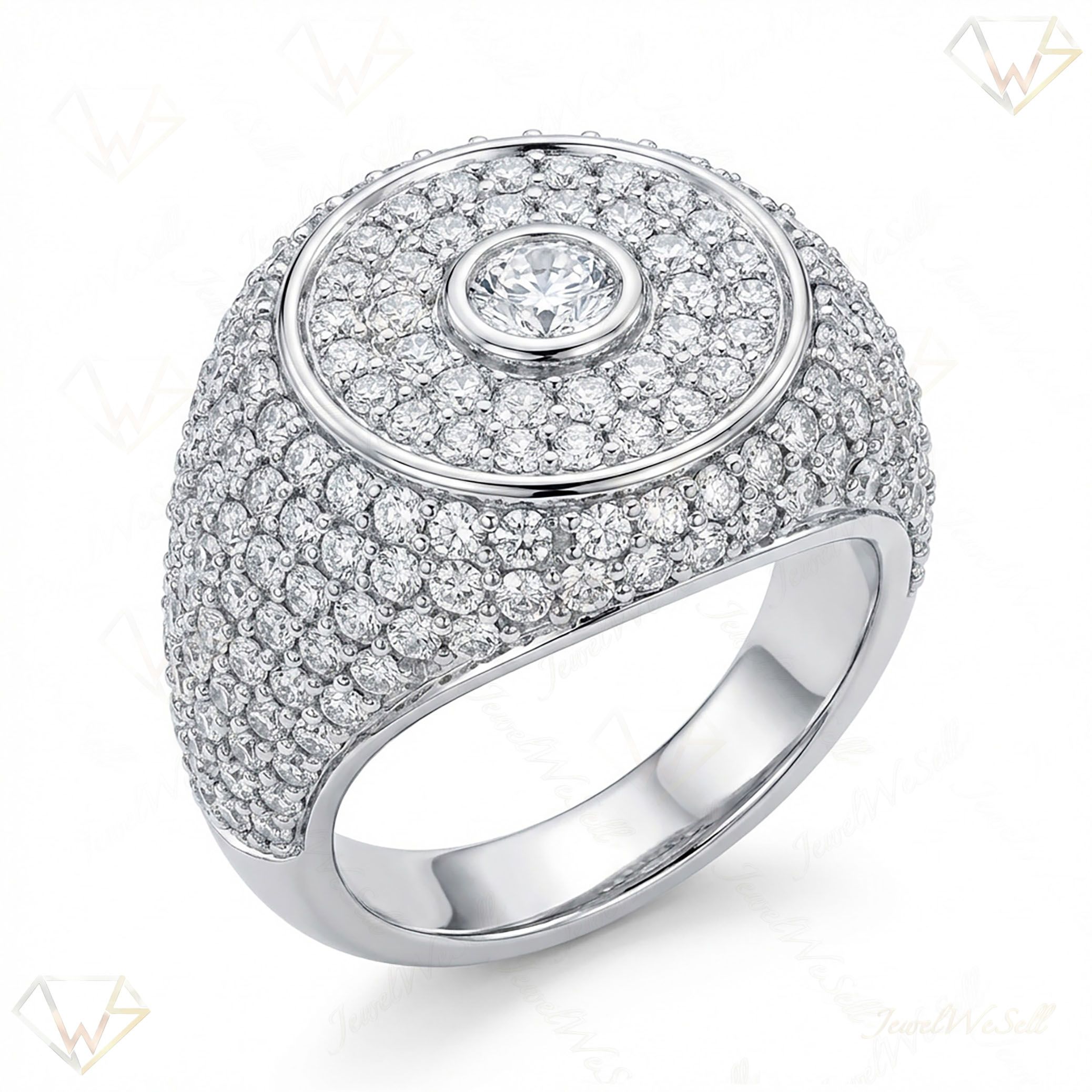 4.40 ct EF VS Moissanite Mens Statement Ring in 925 Sterling SIlver _ Sz0875 20093