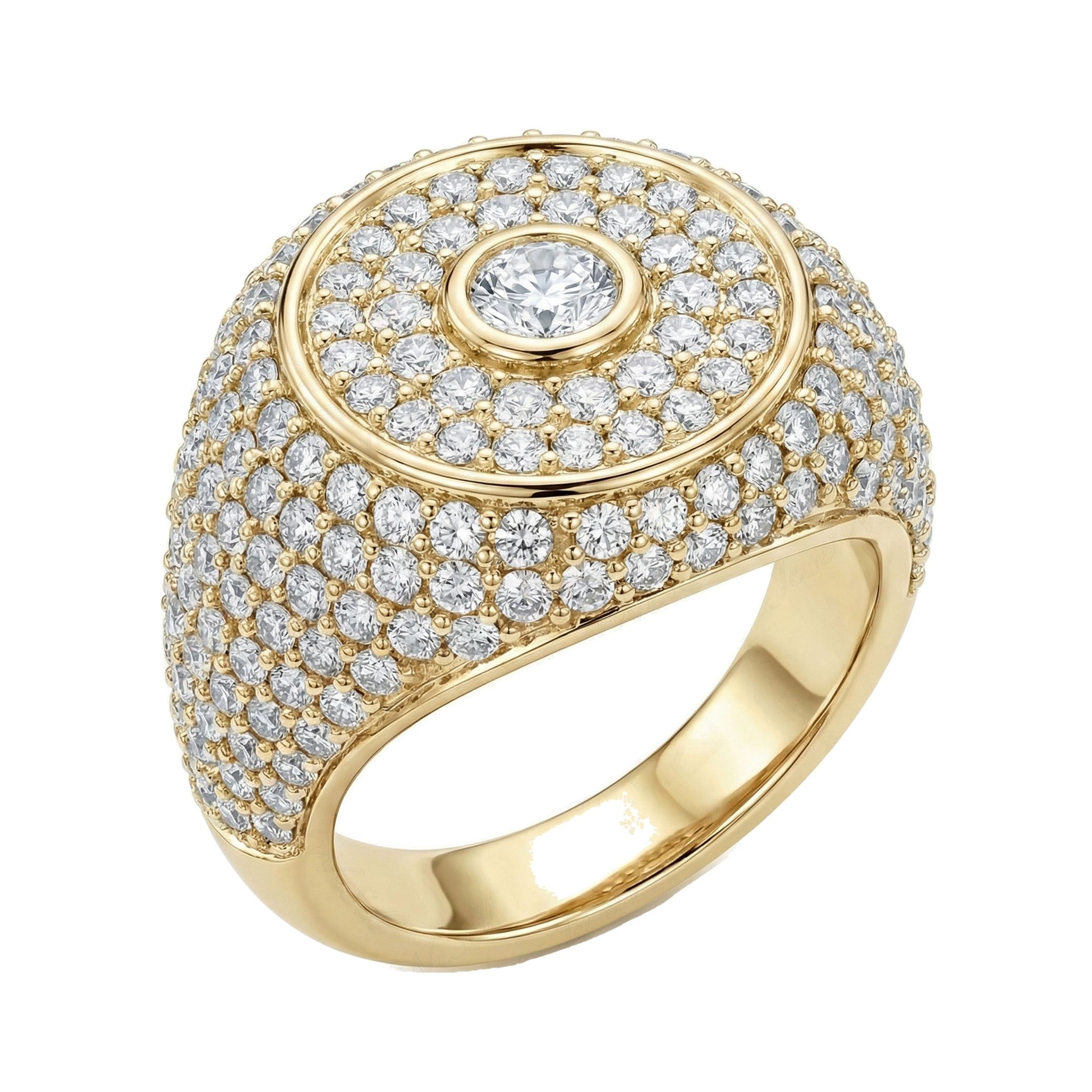 4.40 ct EF VS Lab Grown Diamond Mens Statement Ring in 10k Yellow Gold _ Sz0875 20093