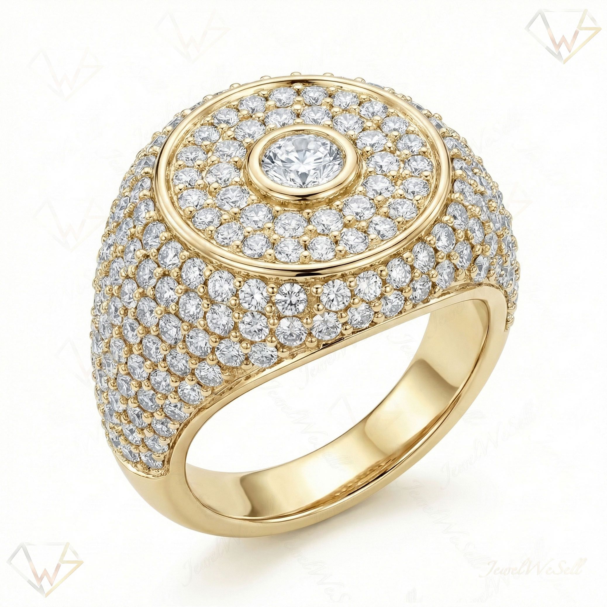 4.40 ct EF VS Lab Grown Diamond Mens Statement Ring in 10k Yellow Gold _ Sz1050 20093