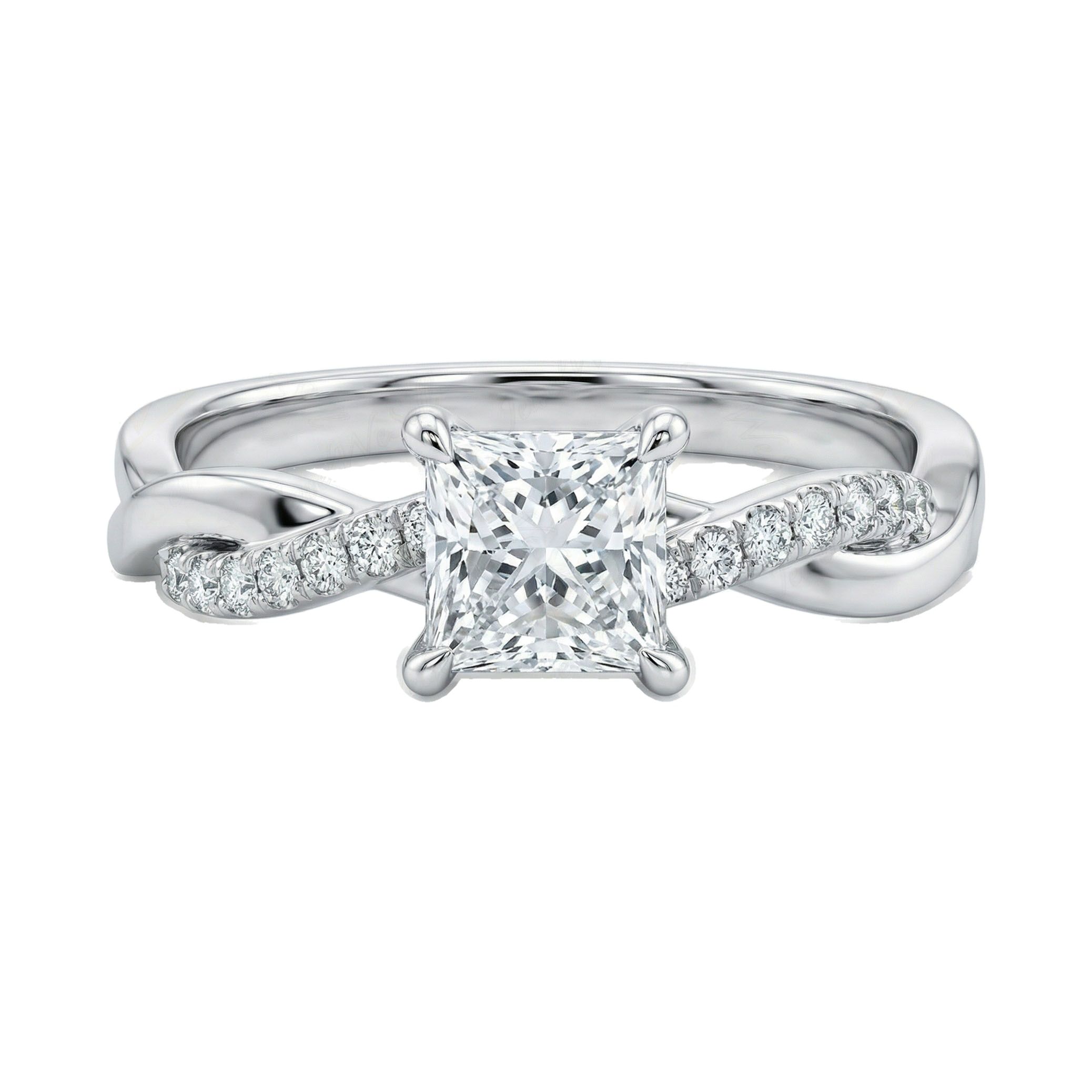 1.10 ct EF VS Moissanite Solitaire with Accents Engagement Ring in 925 Sterling SIlver _ Sz0575 20197