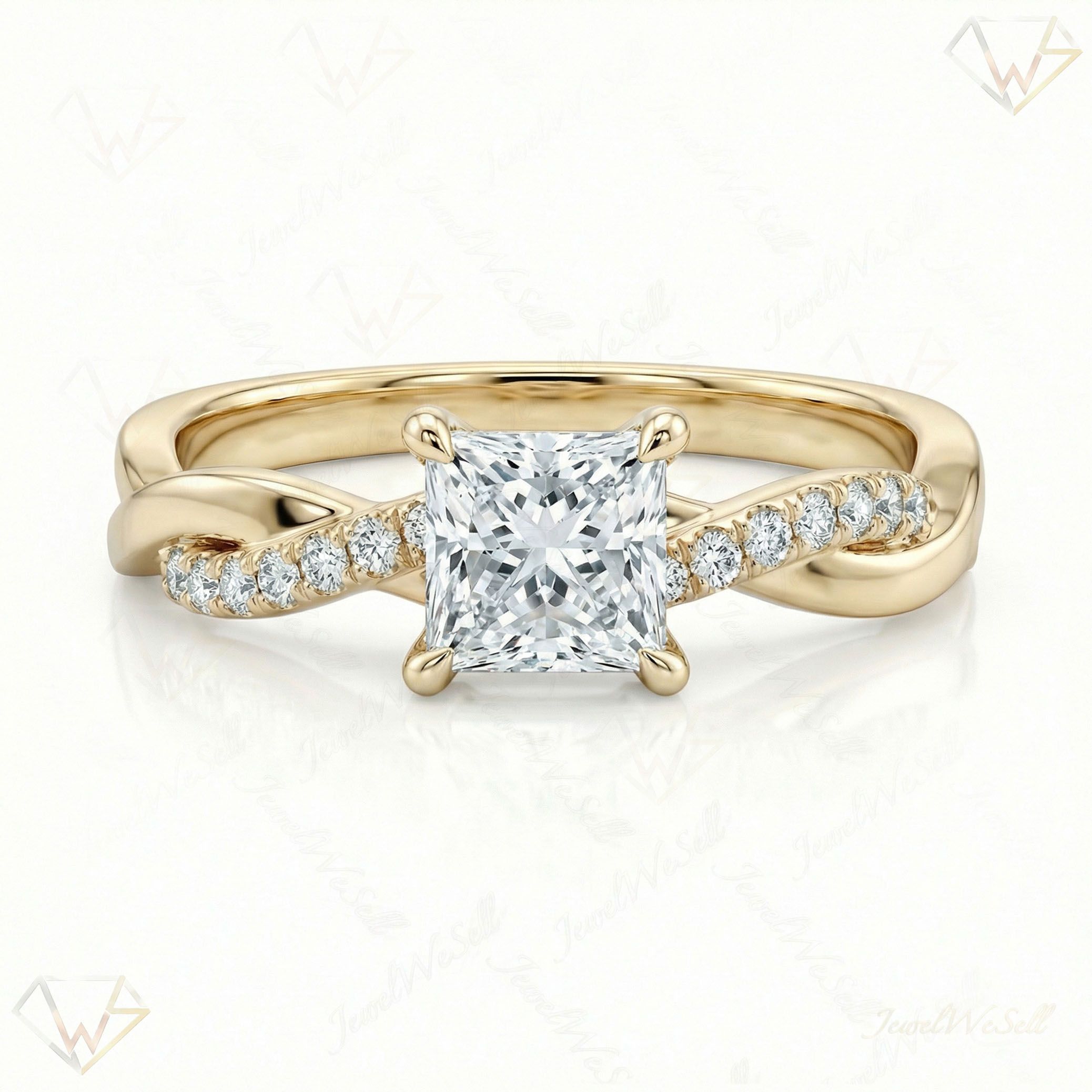1.10 ct EF VS Lab Grown Diamond Solitaire with Accents Engagement Ring in 10k Yellow Gold _ Sz0450 20197