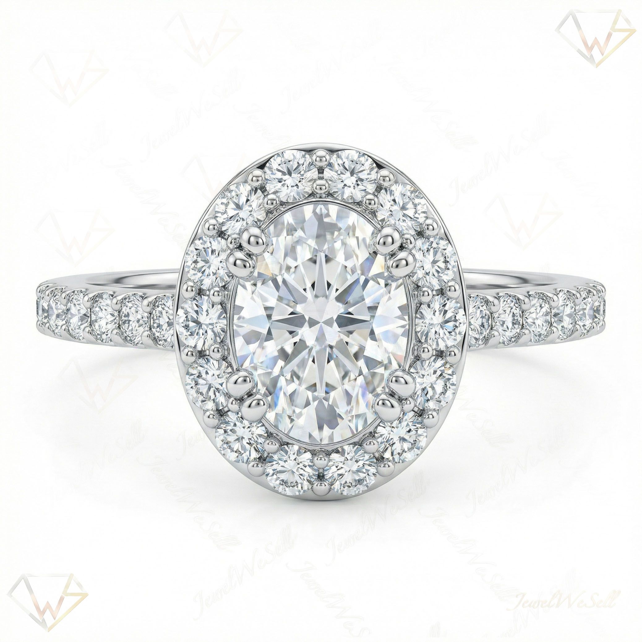 1.15 ct EF VS Moissanite Halo Engagement Ring in 925 Sterling SIlver _ Sz0450 20205