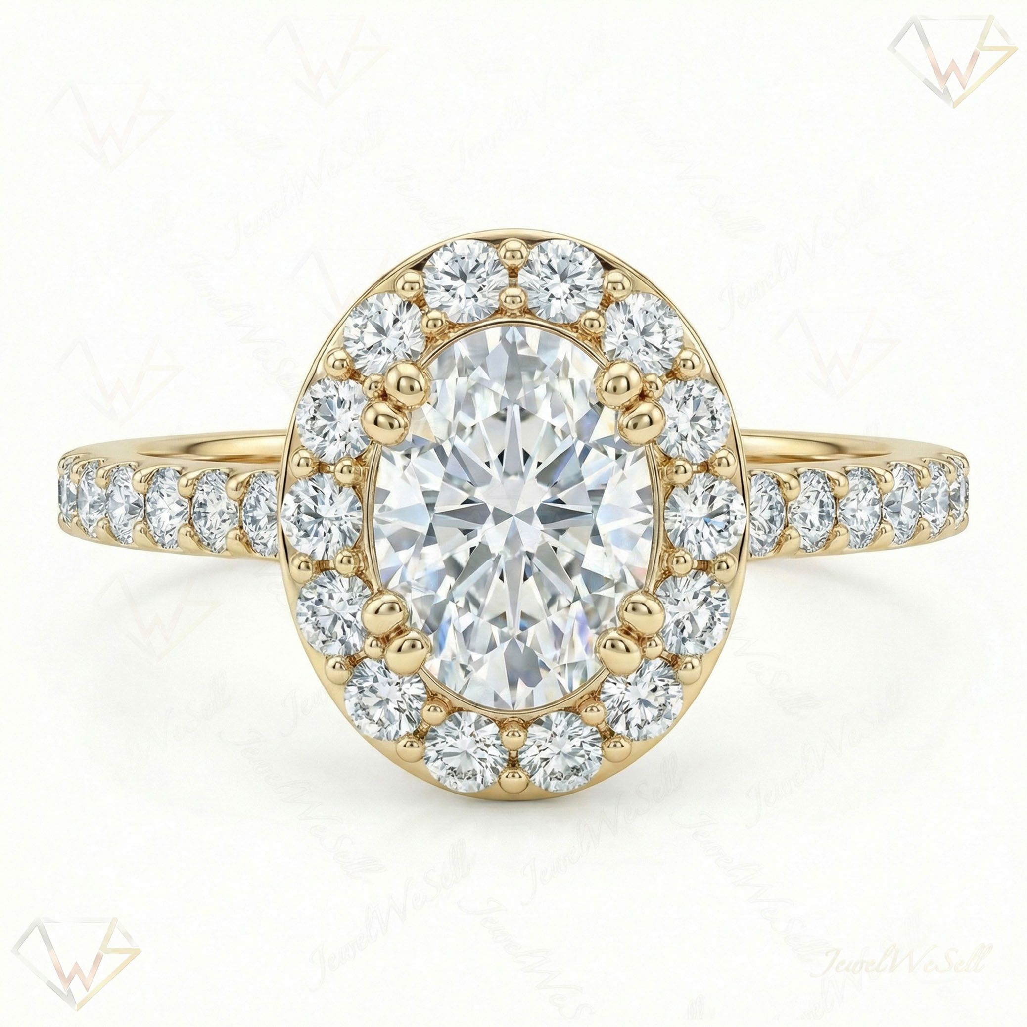 1.15 ct EF VS Lab Grown Diamond Halo Engagement Ring in 10k Yellow Gold _ Sz0525 20205