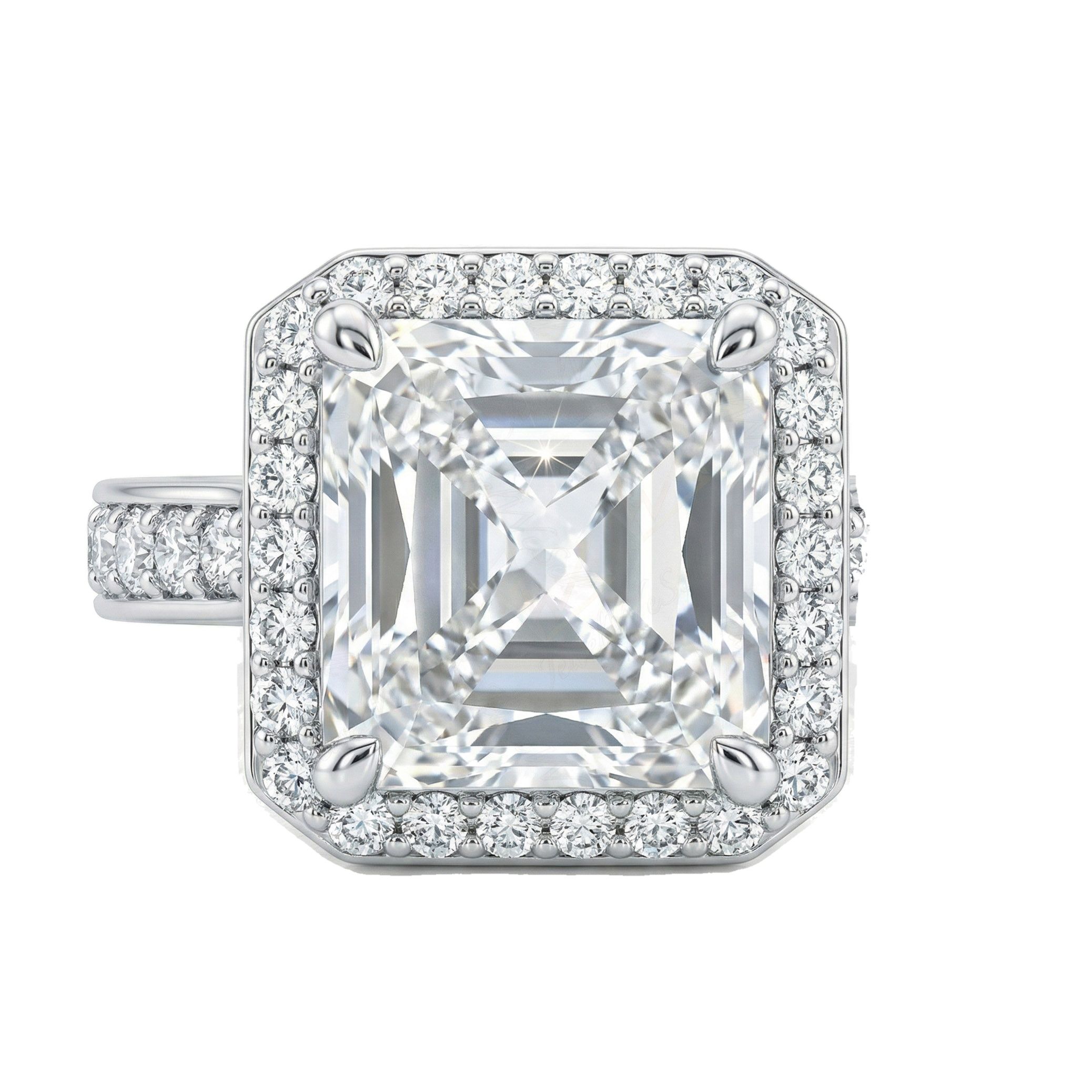 3.15 ct EF VS Moissanite Halo Engagement Ring in 925 Sterling SIlver _ Sz0575 20207