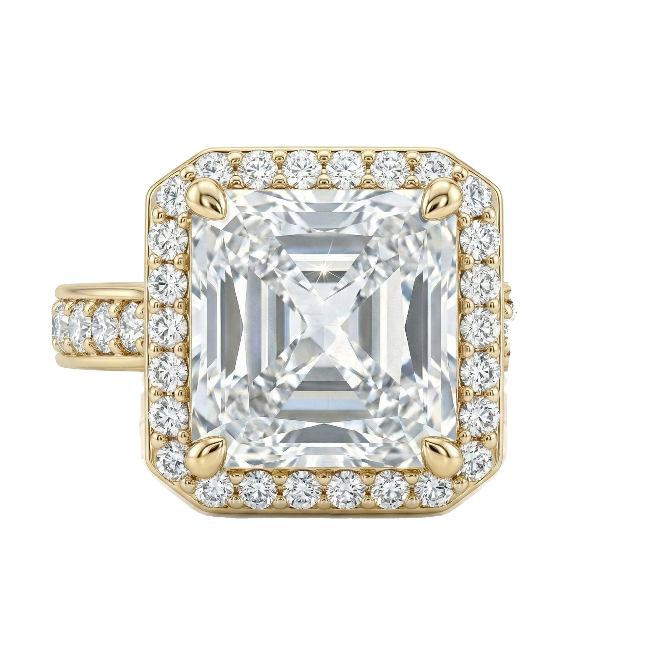 3.15 ct EF VS Lab Grown Diamond Halo Engagement Ring in 14k Yellow Gold _ Sz0775 20207