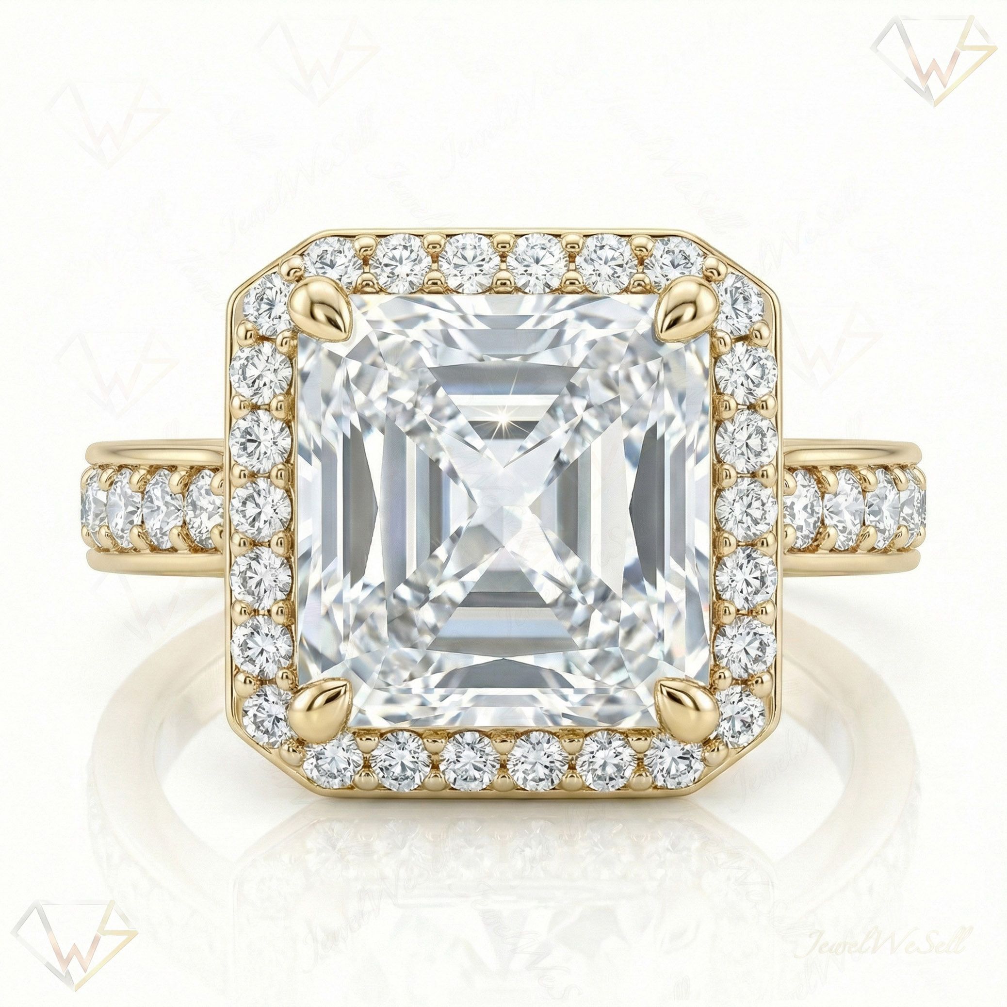 3.15 ct EF VS Lab Grown Diamond Halo Engagement Ring in 10k Yellow Gold _ Sz0700 20207