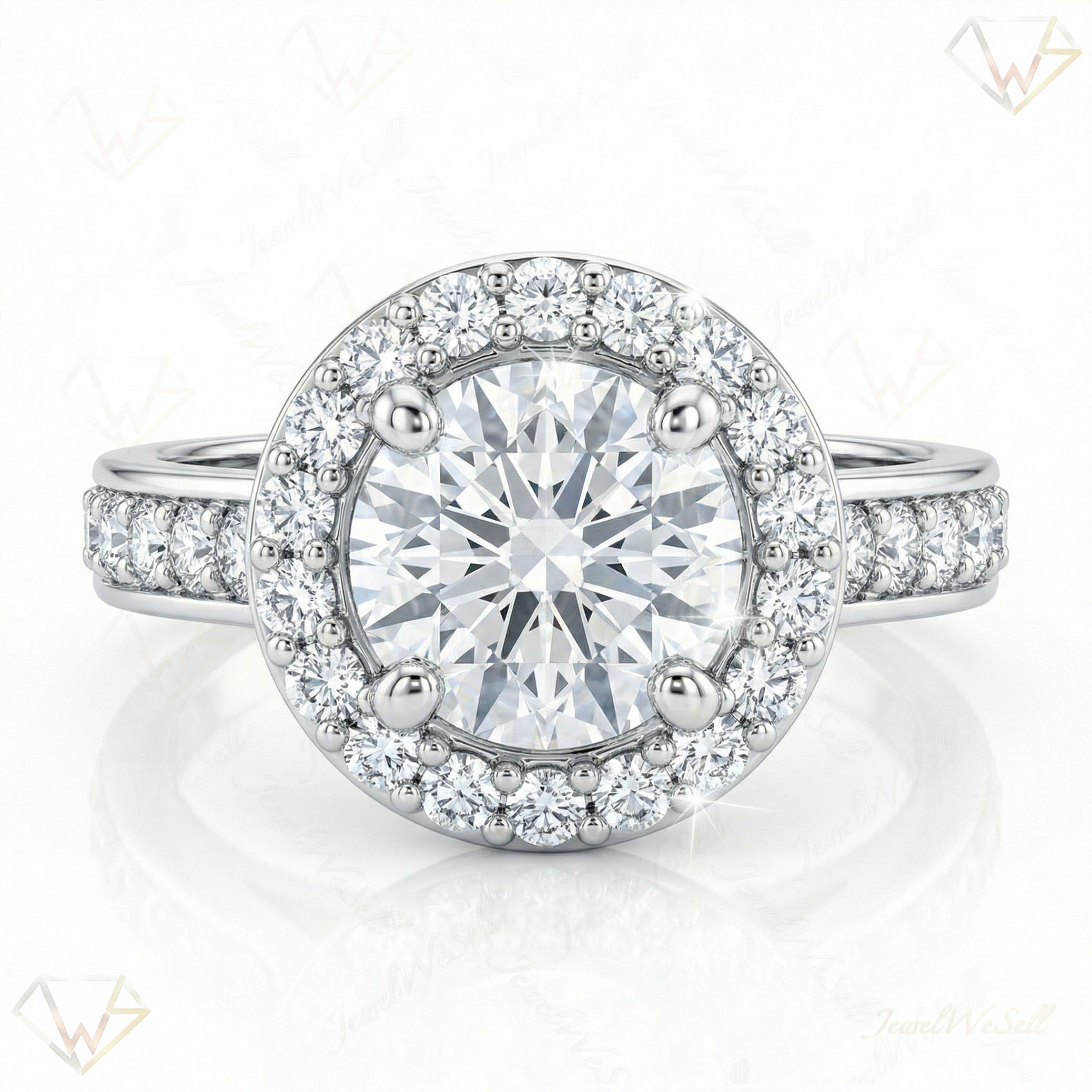 1.66 ct EF VS Moissanite Halo Engagement Ring in 925 Sterling SIlver _ Sz0725 20208
