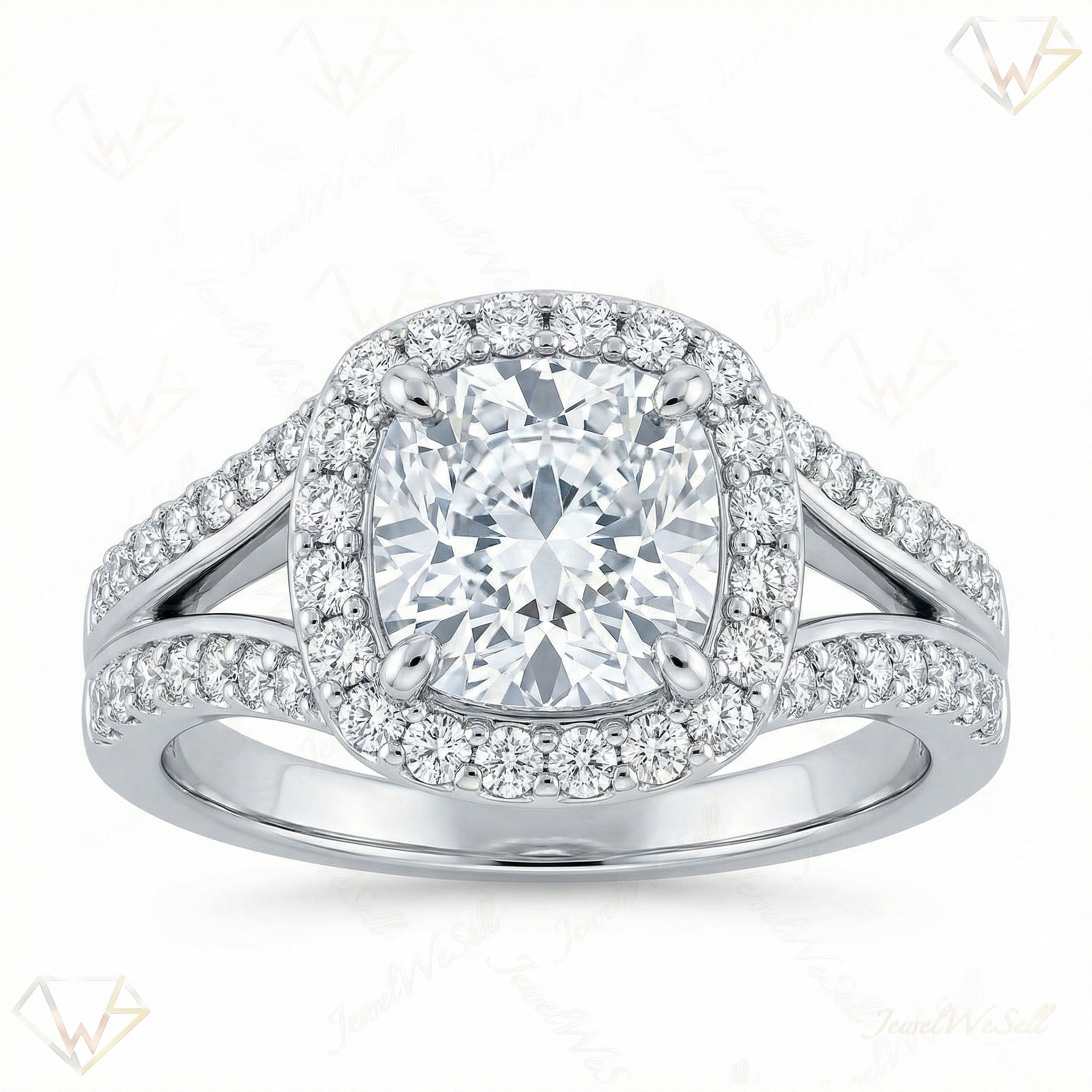 4.40 ct EF VS Lab Grown Diamond Halo Engagement Ring in 14k White Gold _ Sz0750 20209