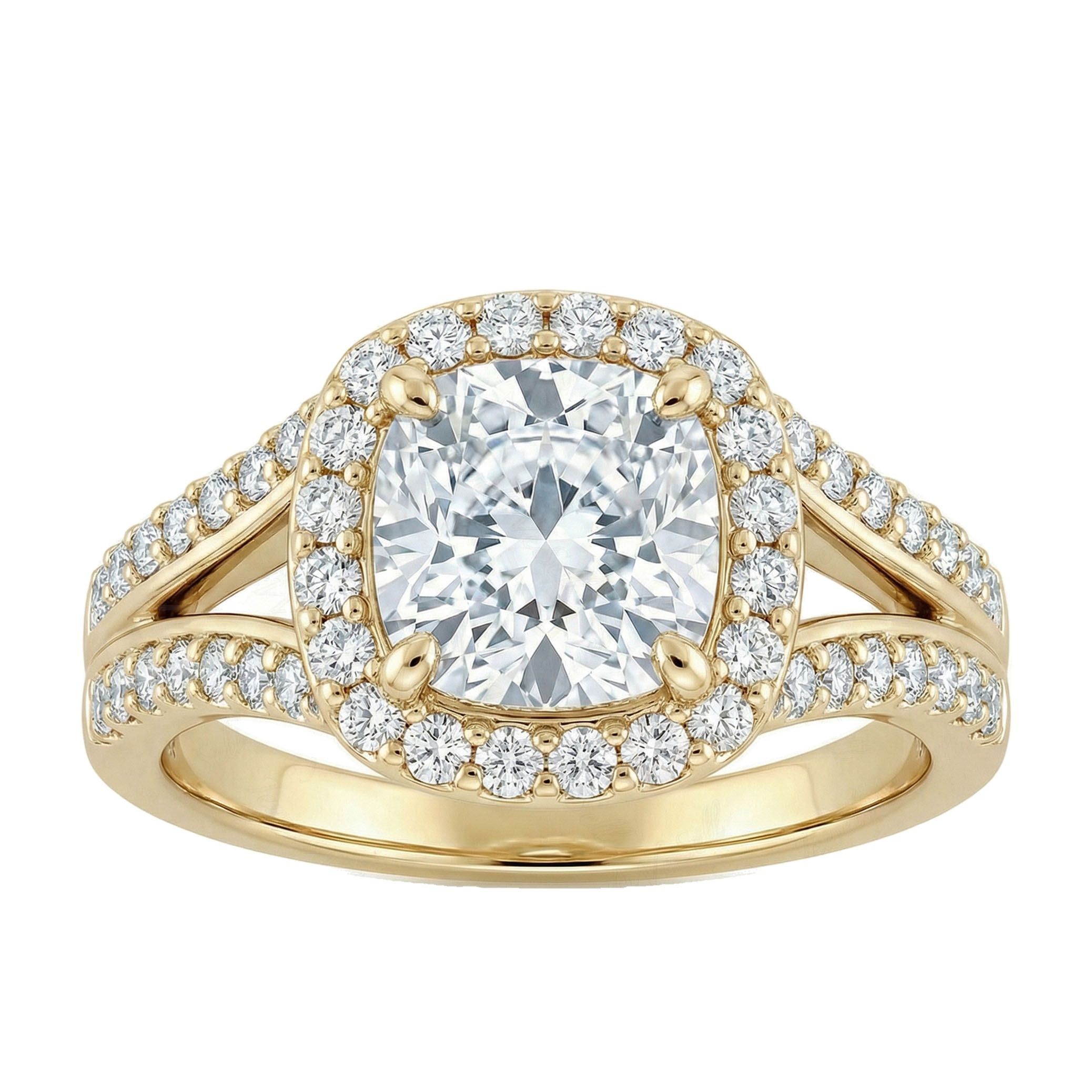 2.50 ct EF VS Lab Grown Diamond Halo Engagement Ring in 14k Yellow Gold _ Sz0850 20209