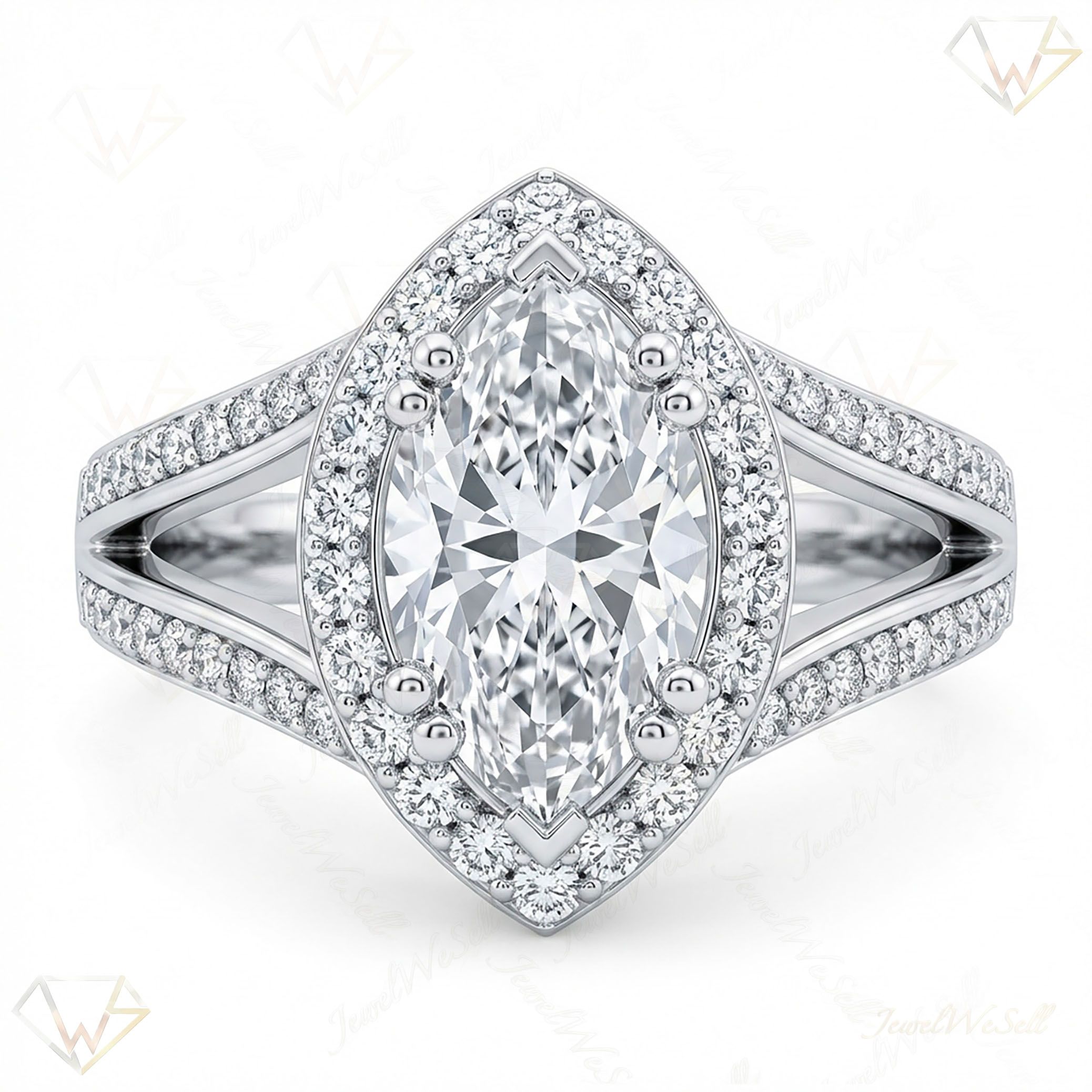 1.40 ct EF VS Moissanite Halo Engagement Ring in 925 Sterling SIlver _ Sz0550 20210