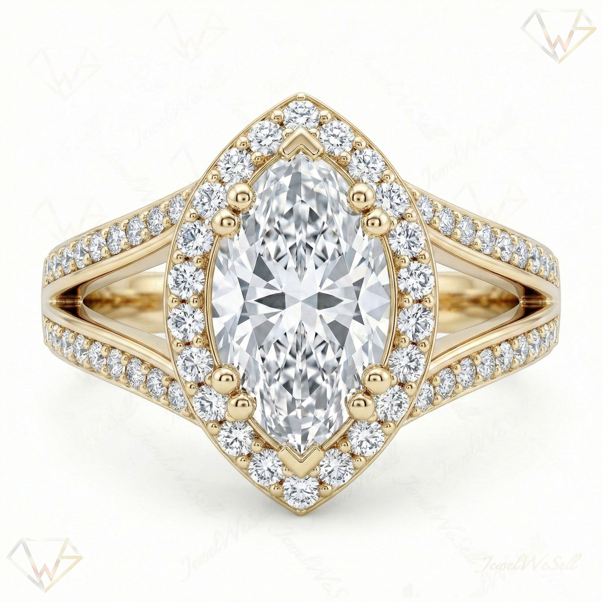 1.40 ct EF VS Lab Grown Diamond Halo Engagement Ring in 10k Yellow Gold _ Sz0575 20210