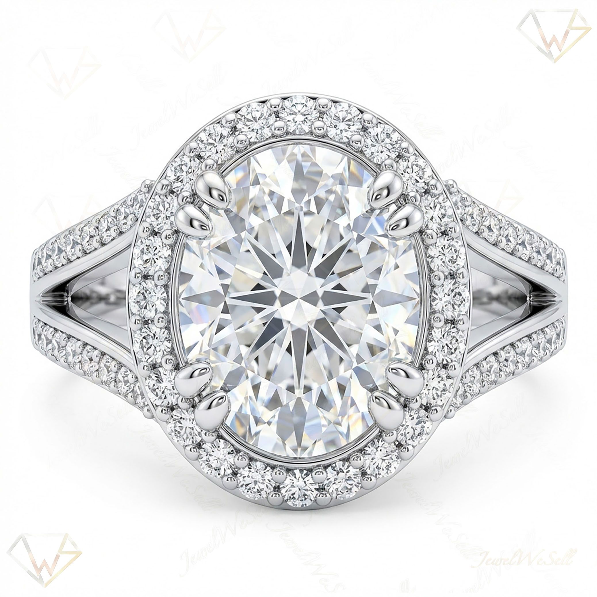2.25 ct EF VS Moissanite Halo Engagement Ring in 925 Sterling SIlver _ Sz0525 20211