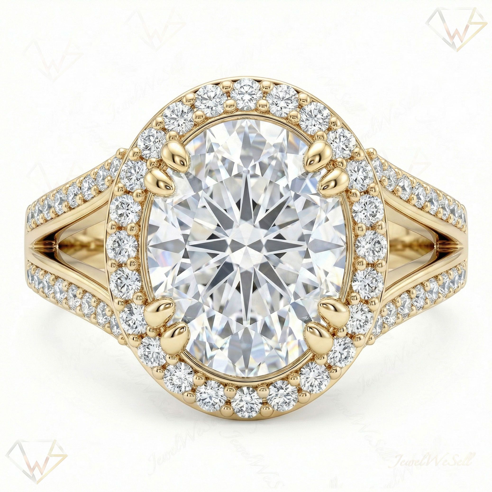 2.25 ct EF VS Lab Grown Diamond Halo Engagement Ring in 14k Yellow Gold _ Sz0750 20211