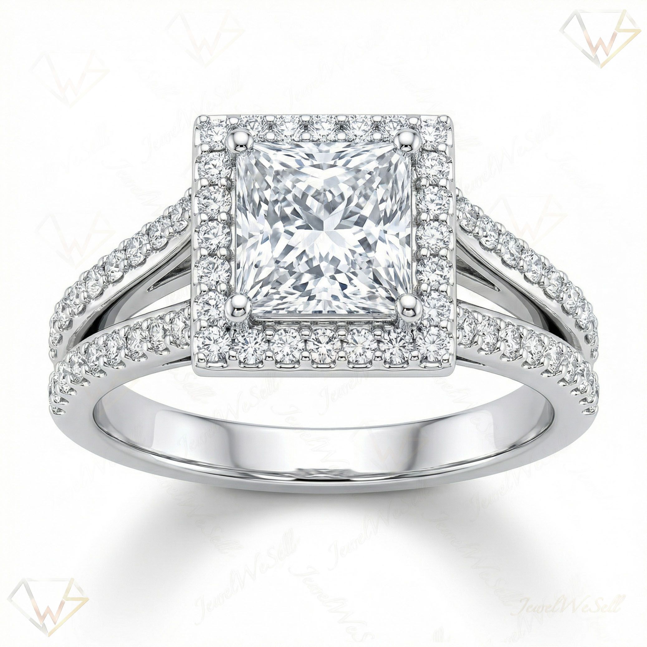 1.75 ct EF VS Lab Grown Diamond Halo Engagement Ring in 10k White Gold _ Sz0900 20212