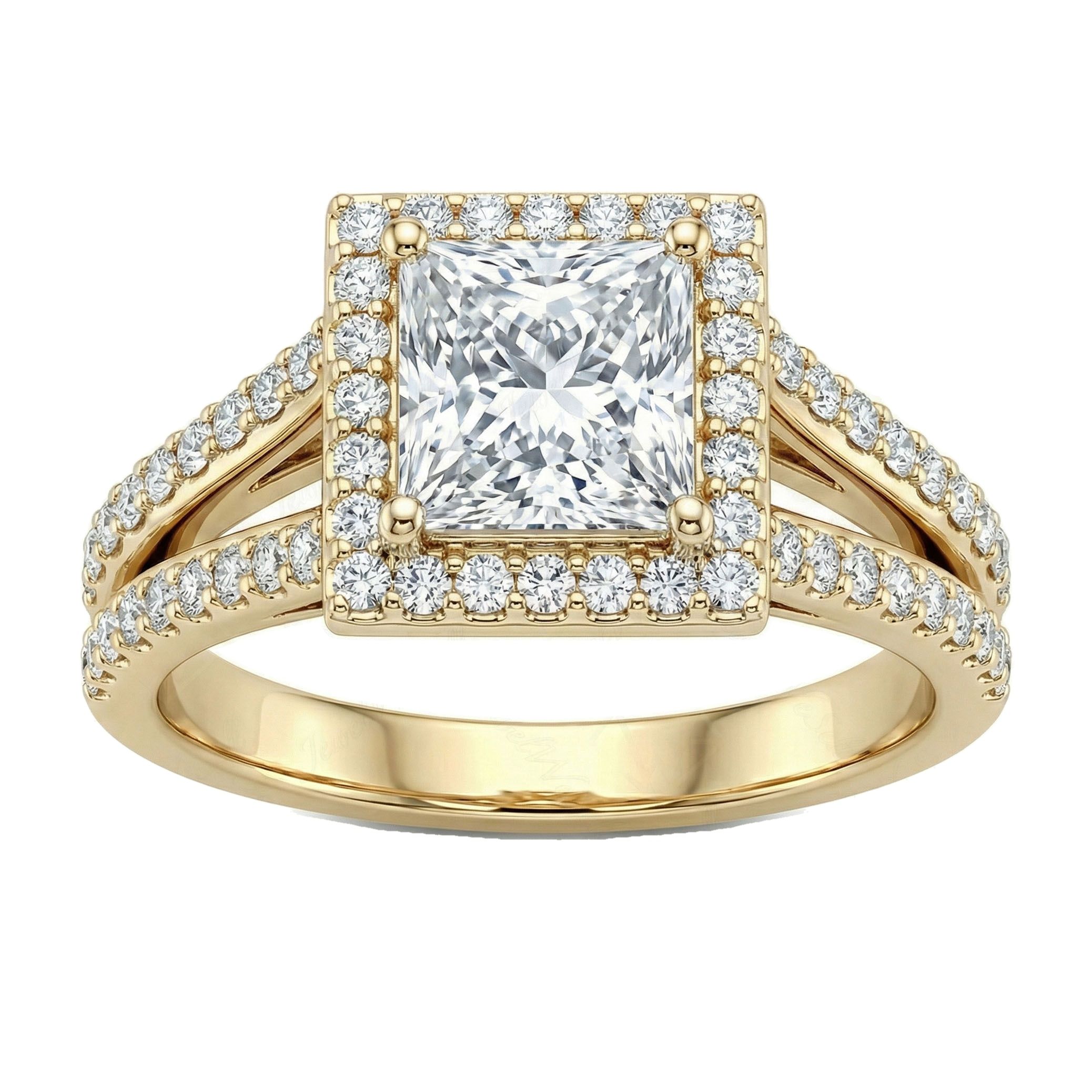 1.75 ct EF VS Lab Grown Diamond Halo Engagement Ring in 10k Yellow Gold _ Sz0450 20212