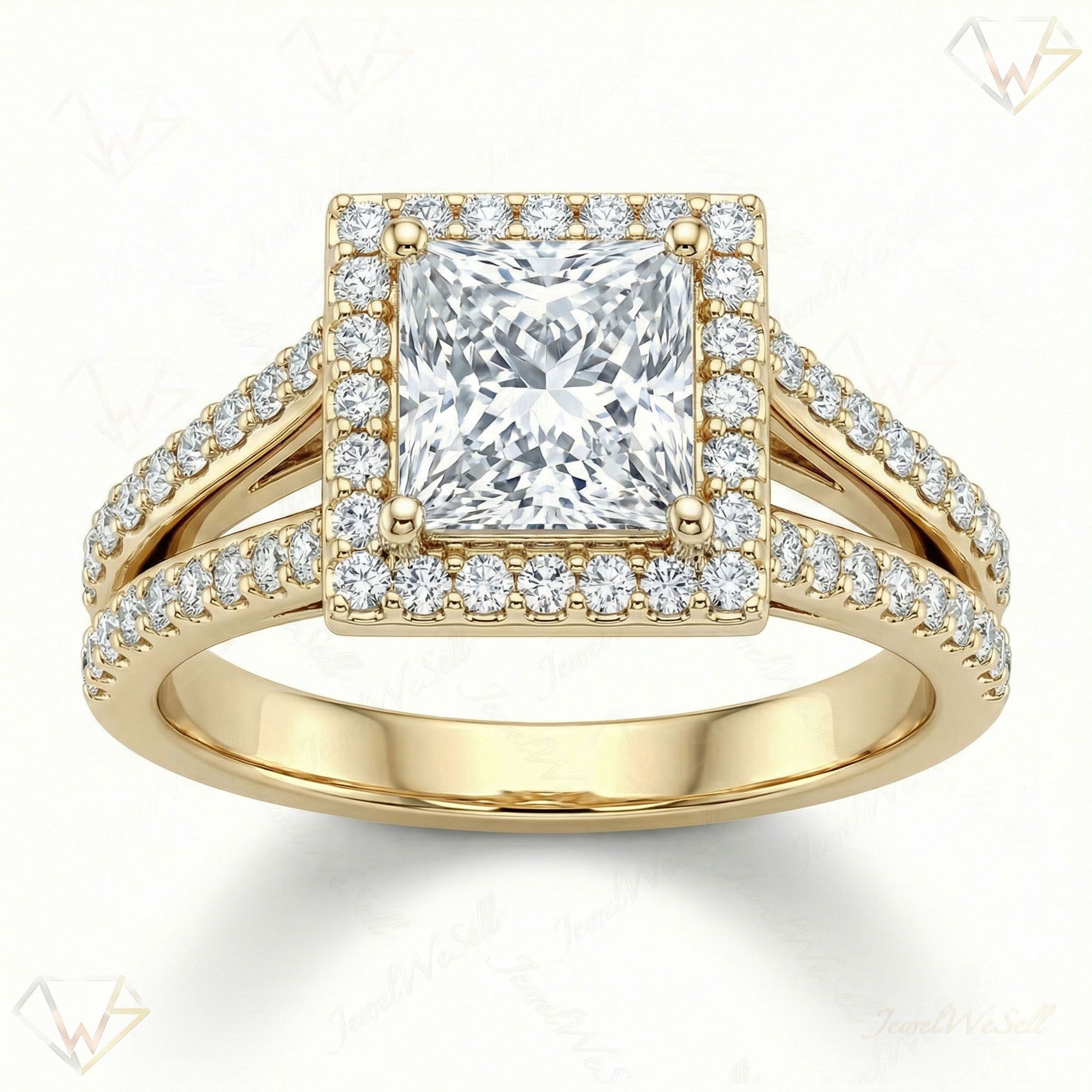 1.75 ct EF VS Lab Grown Diamond Halo Engagement Ring in 14k Yellow Gold _ Sz0425 20212